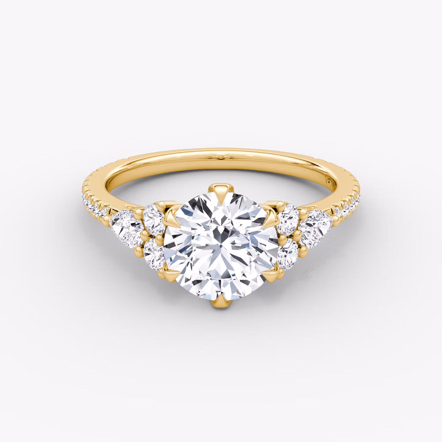 The Pear Cluster Heirloom | Round Brilliant | 18k | Yellow Gold | bandAccent: Pavé | caratWeight: other | diamondOrientation: vertical