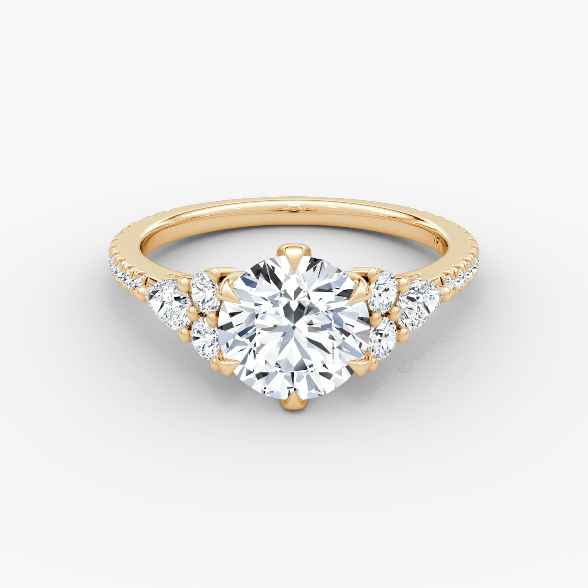 The Pear Cluster Heirloom | Round Brilliant | 14k | Rose Gold | bandAccent: Pavé | caratWeight: other | diamondOrientation: vertical