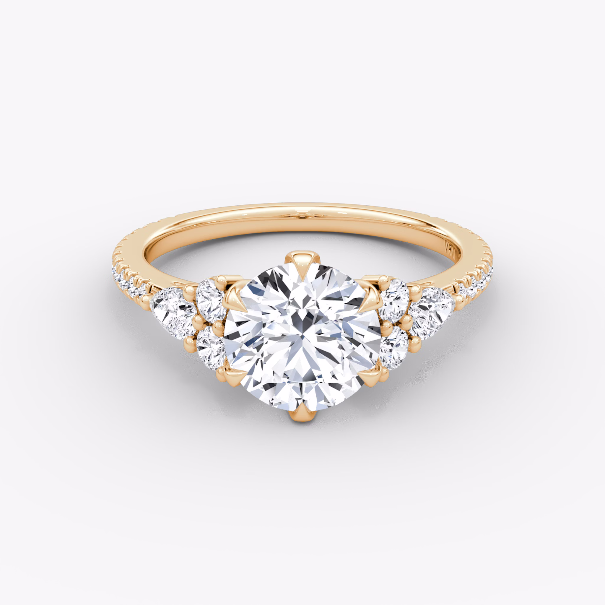 The Pear Cluster Heirloom | Round Brilliant | 14k | Rose Gold | bandAccent: Pavé | caratWeight: 1.5ct | diamondOrientation: vertical