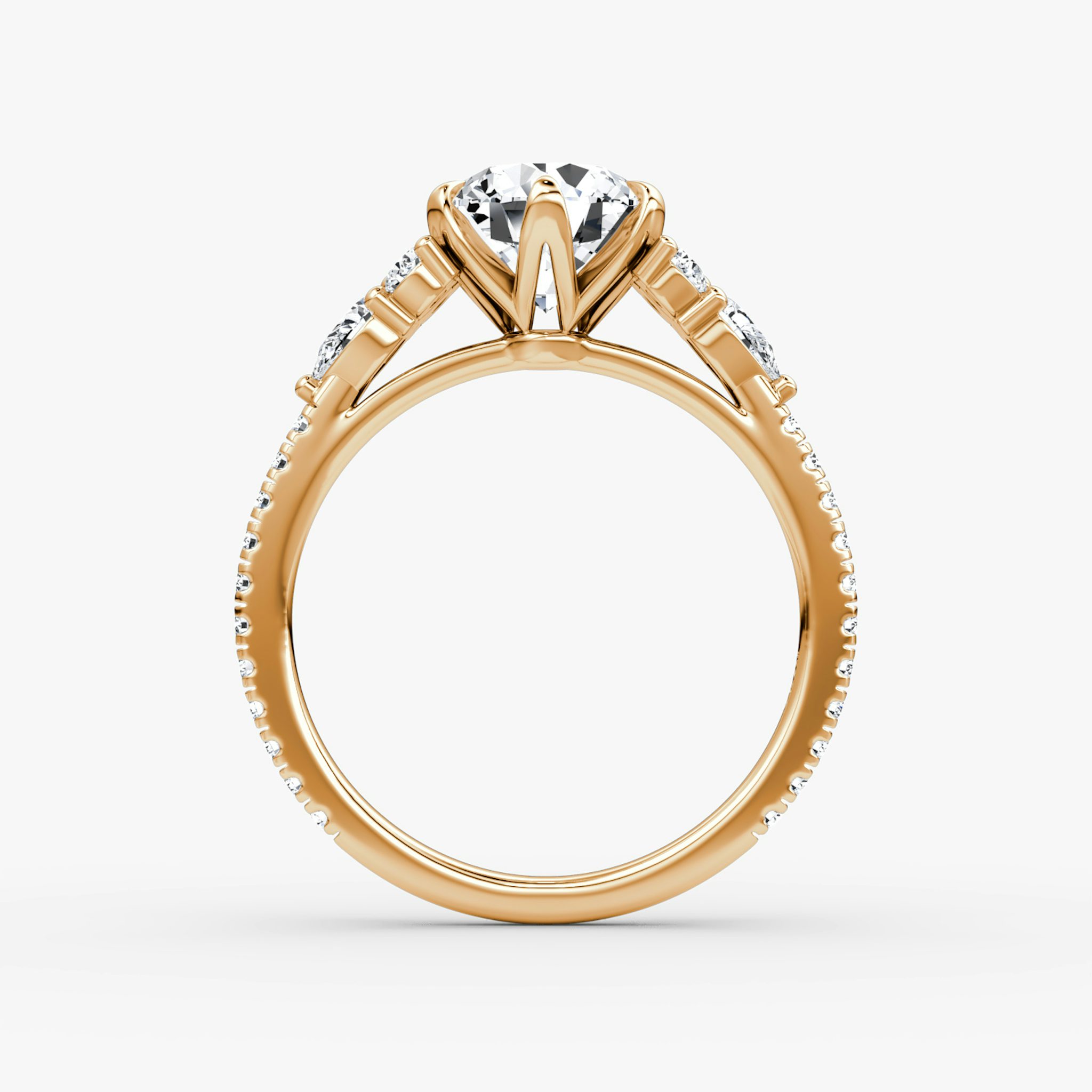 The Pear Cluster Heirloom | Round Brilliant | 14k | Rose Gold | bandAccent: Pavé | caratWeight: 1.5ct | diamondOrientation: vertical