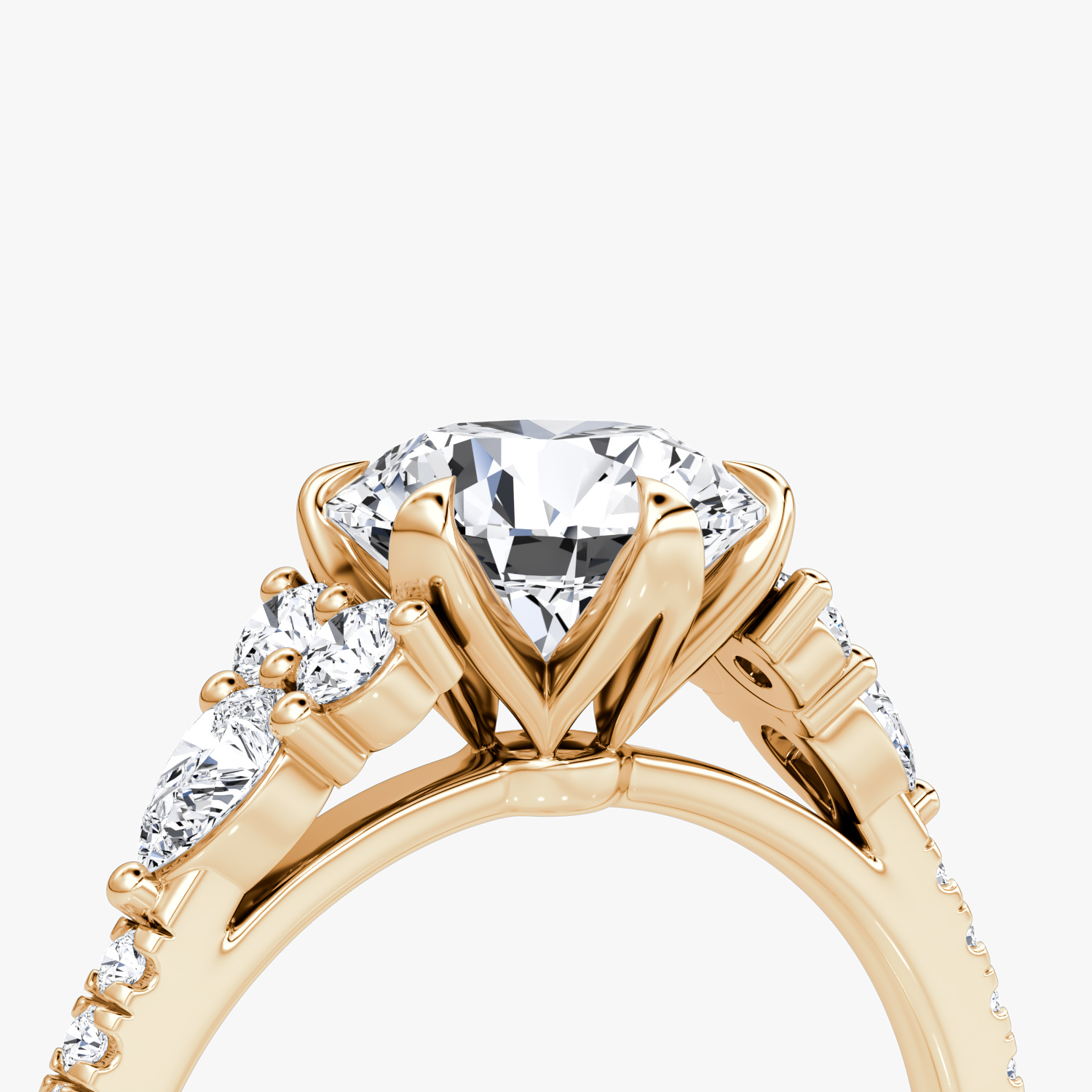 The Pear Cluster Heirloom | Round Brilliant | 14k | Rose Gold | bandAccent: Pavé | caratWeight: 2.0ct | diamondOrientation: vertical