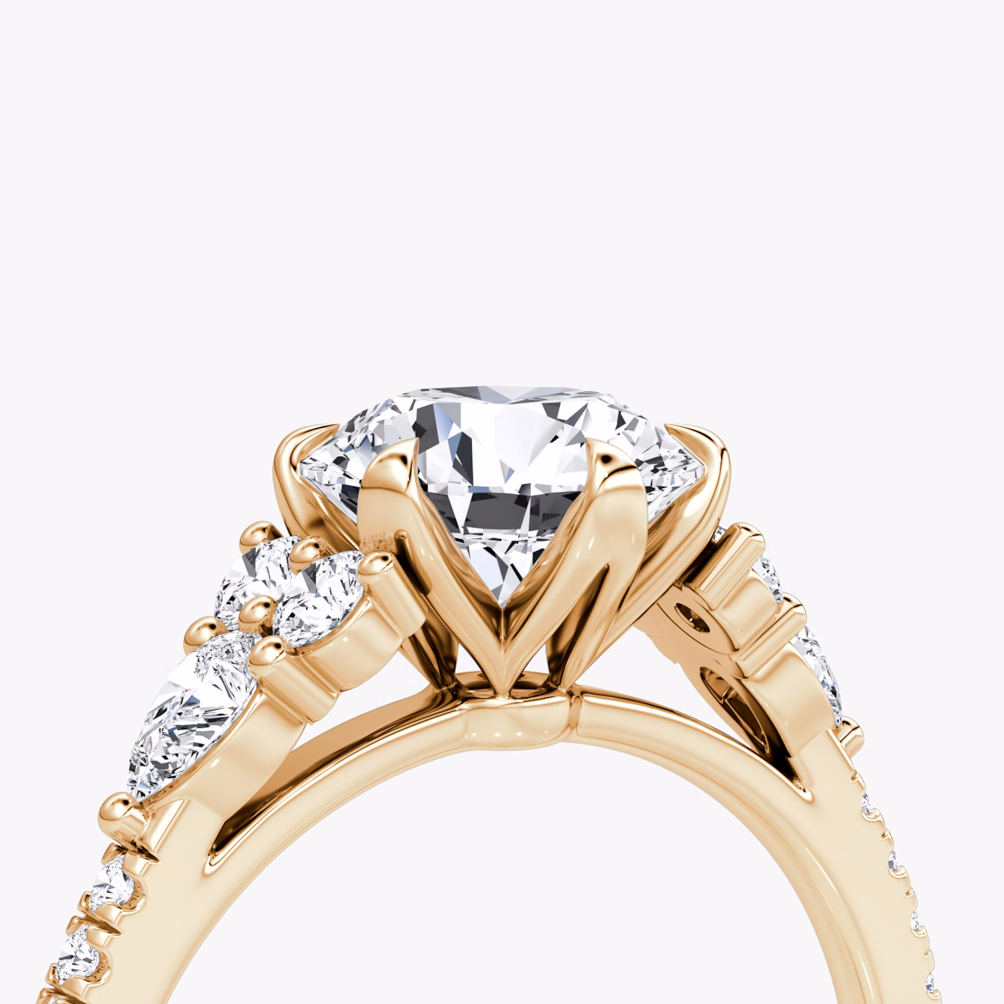 The Pear Cluster Heirloom | Round Brilliant | 14k | Rose Gold | bandAccent: Pavé | caratWeight: 2.0ct | diamondOrientation: vertical