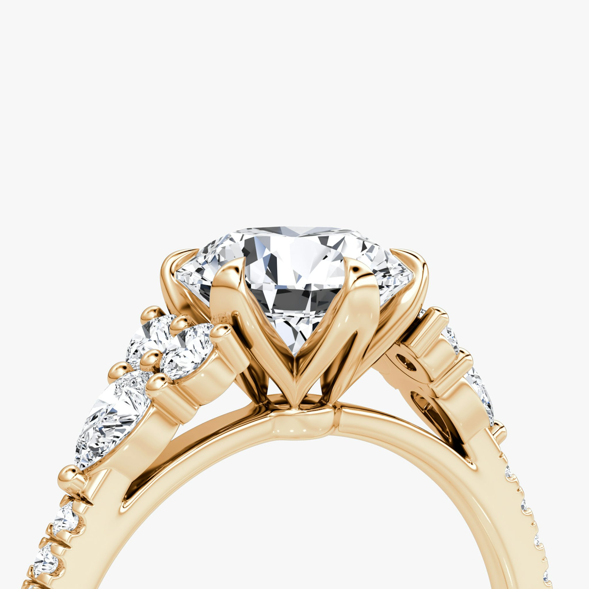 The Pear Cluster Heirloom | Round Brilliant | 14k | Rose Gold | bandAccent: Pavé | caratWeight: 2.0ct | diamondOrientation: vertical