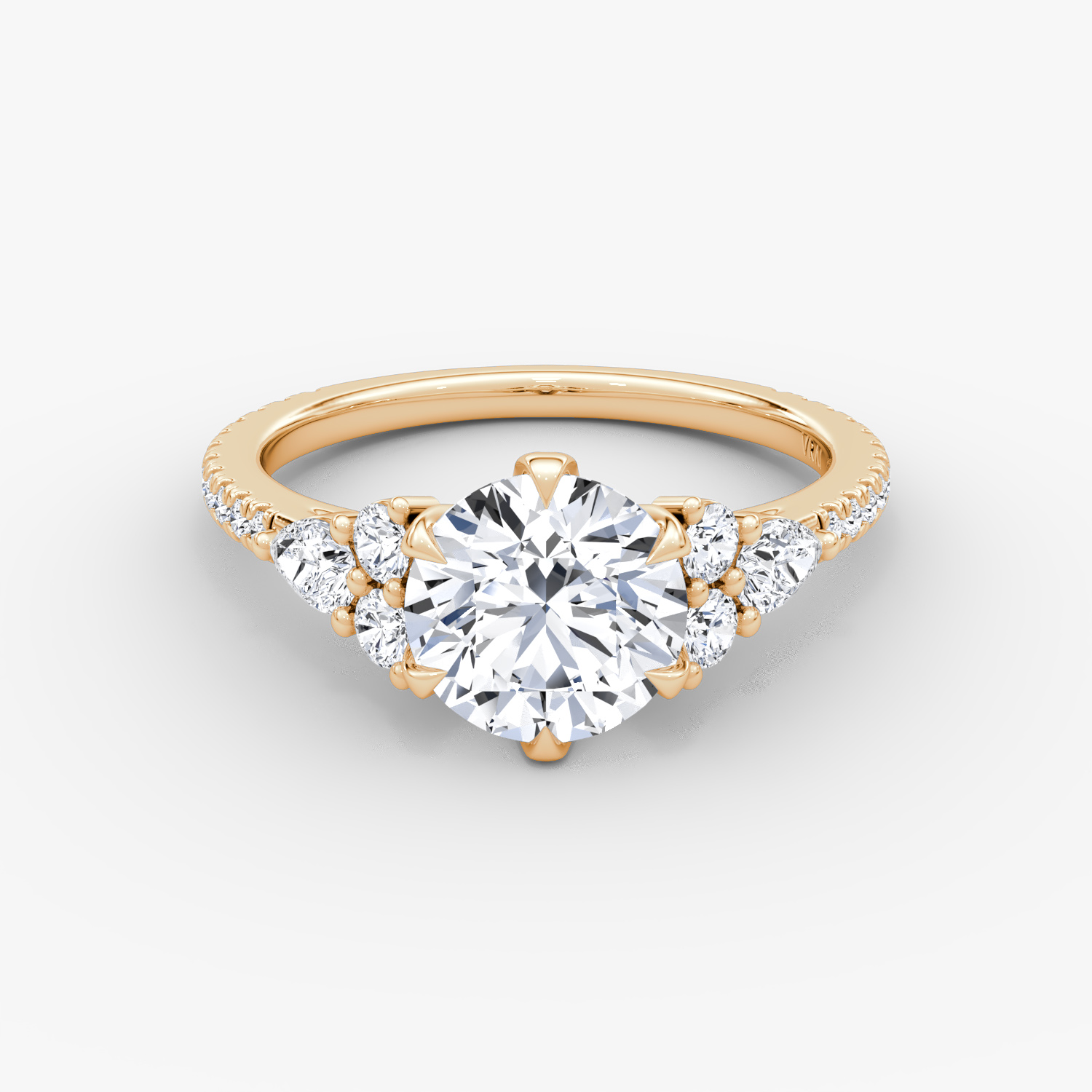 The Pear Cluster Heirloom | Round Brilliant | 14k | Rose Gold | bandAccent: Pavé | caratWeight: 2.0ct | diamondOrientation: vertical