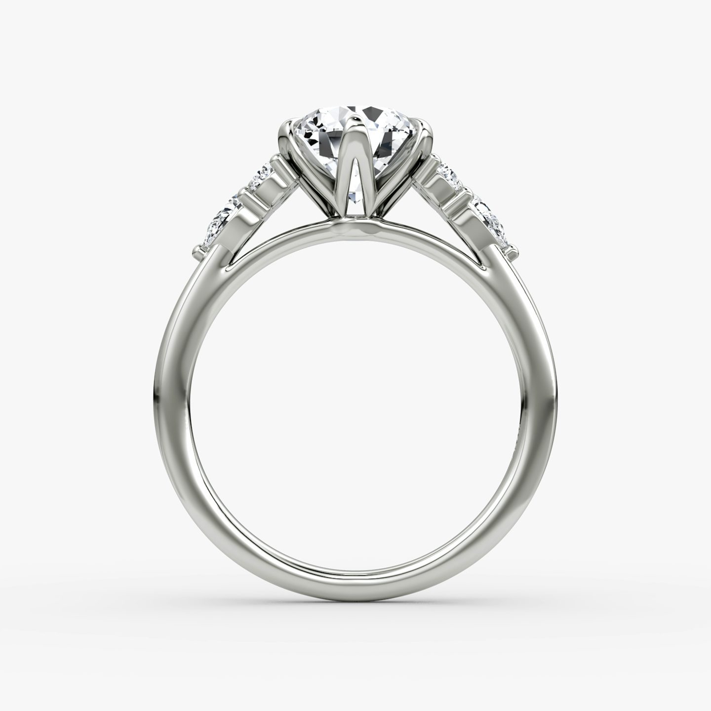 The Pear Cluster Heirloom | Round Brilliant | 18k | White Gold | bandAccent: Plain | caratWeight: other | diamondOrientation: vertical