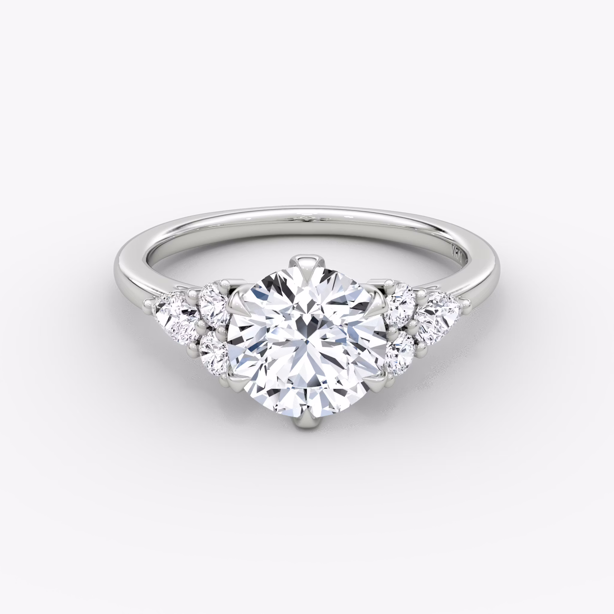 The Pear Cluster Heirloom | Round Brilliant | Platinum | bandAccent: Plain | caratWeight: other | diamondOrientation: vertical