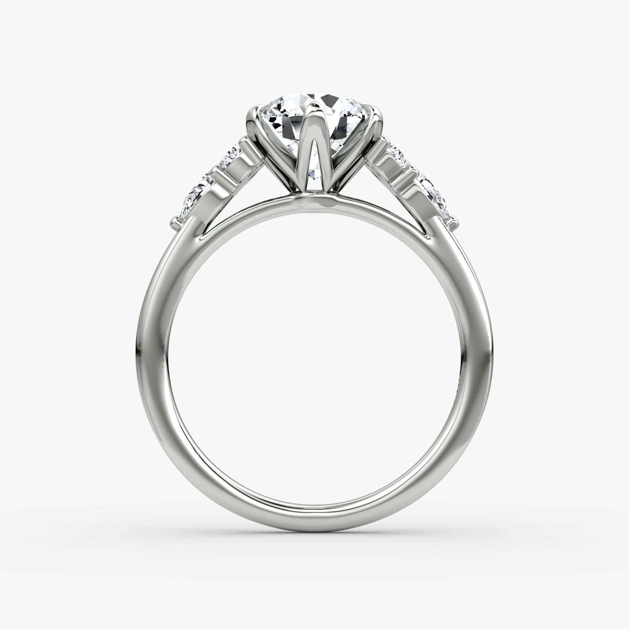 The Pear Cluster Heirloom | Round Brilliant | Platinum | bandAccent: Plain | caratWeight: other | diamondOrientation: vertical