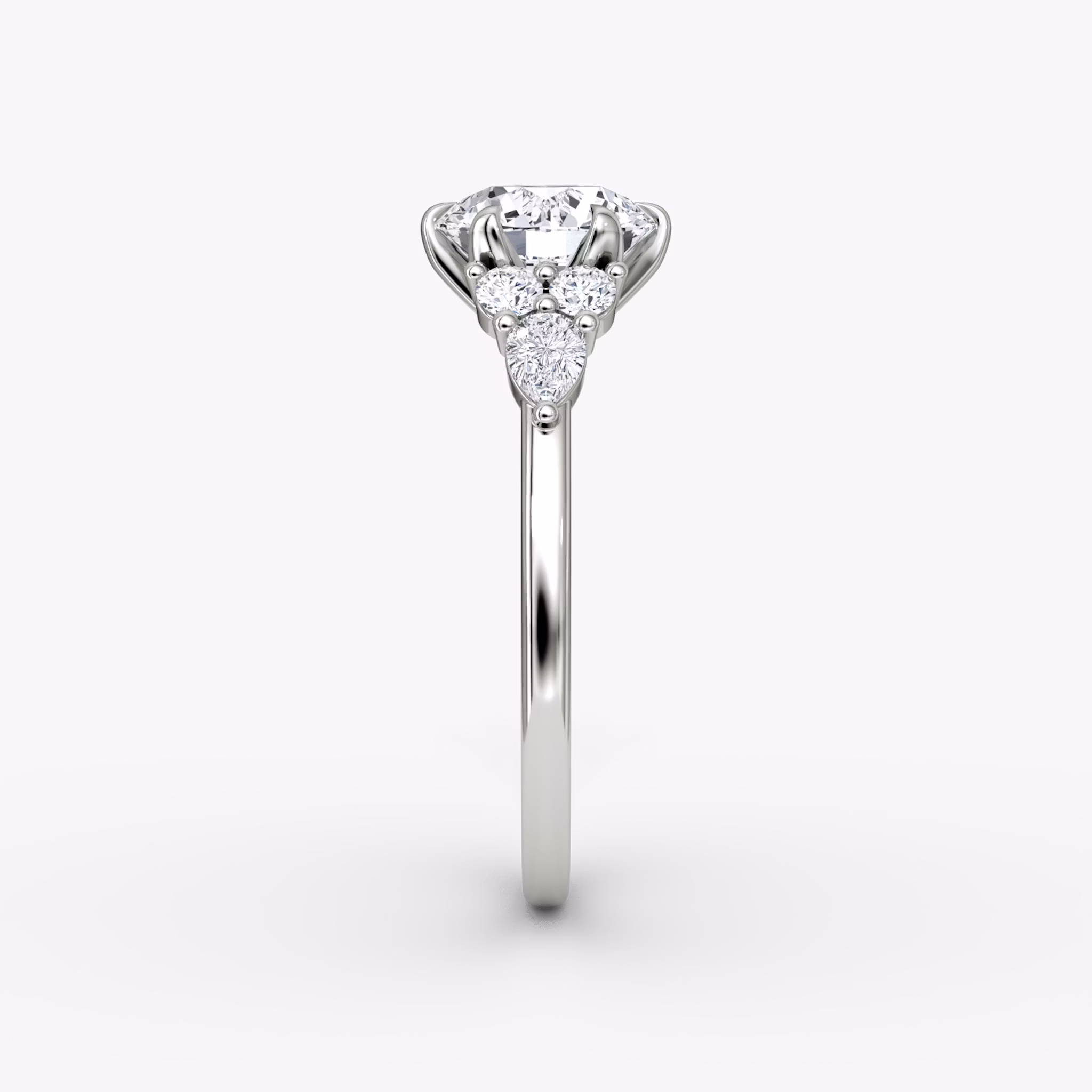 The Pear Cluster Heirloom | Round Brilliant | Platinum | bandAccent: Plain | caratWeight: 2.0ct | diamondOrientation: vertical