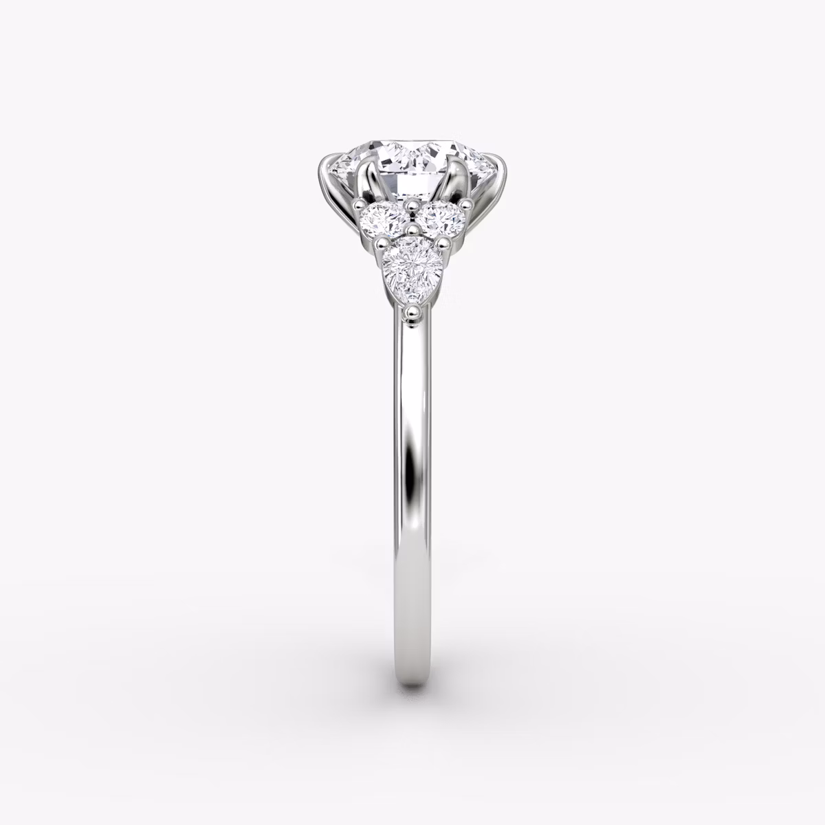 The Pear Cluster Heirloom | Radiant | 18k | White Gold | bandAccent: Plain | diamondOrientation: vertical | caratWeight: other