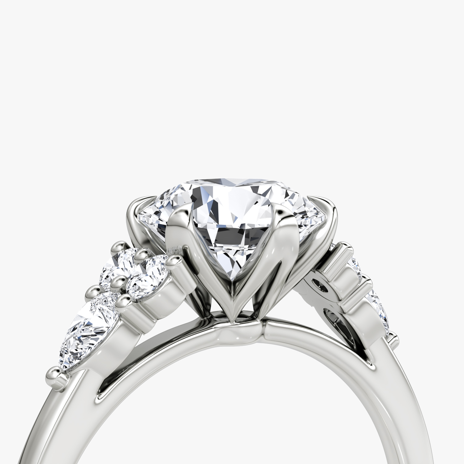 The Pear Cluster Heirloom | Radiant | 18k | White Gold | bandAccent: Plain | diamondOrientation: vertical | caratWeight: other