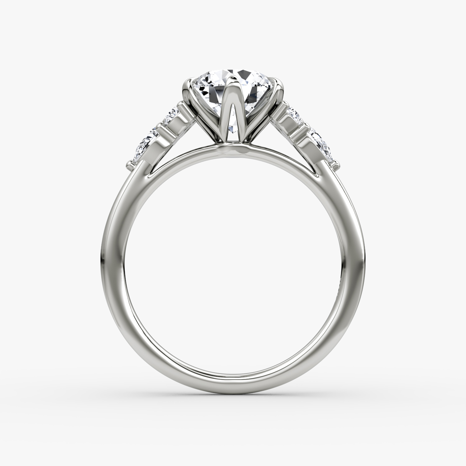 The Pear Cluster Heirloom | Radiant | 18k | White Gold | bandAccent: Plain | diamondOrientation: vertical | caratWeight: other