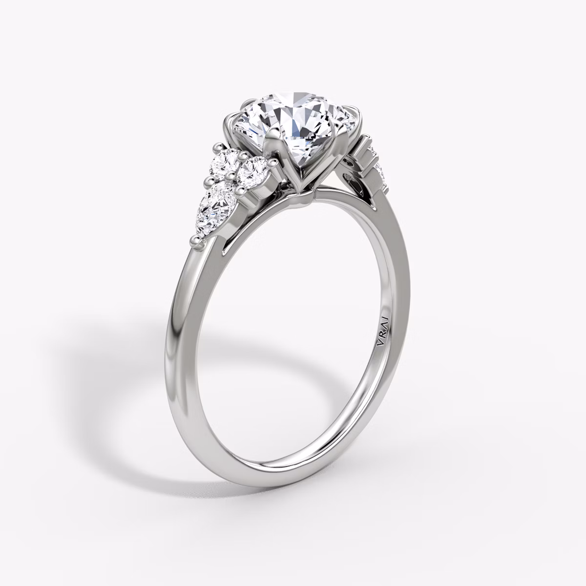 The Pear Cluster Heirloom | Radiant | 18k | White Gold | bandAccent: Plain | diamondOrientation: vertical | caratWeight: other