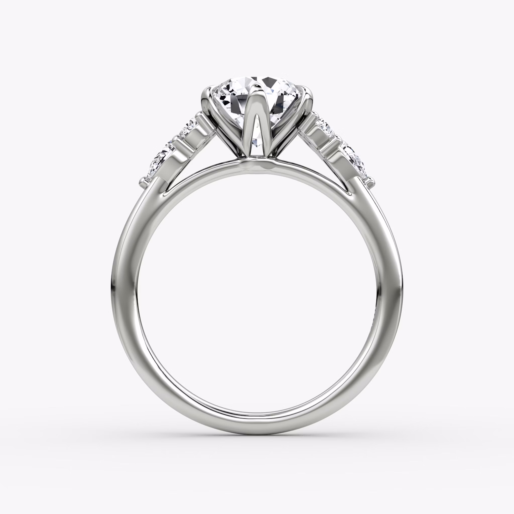 The Pear Cluster Heirloom | Round Brilliant | 18k | White Gold | bandAccent: Plain | caratWeight: 1.0ct | diamondOrientation: vertical