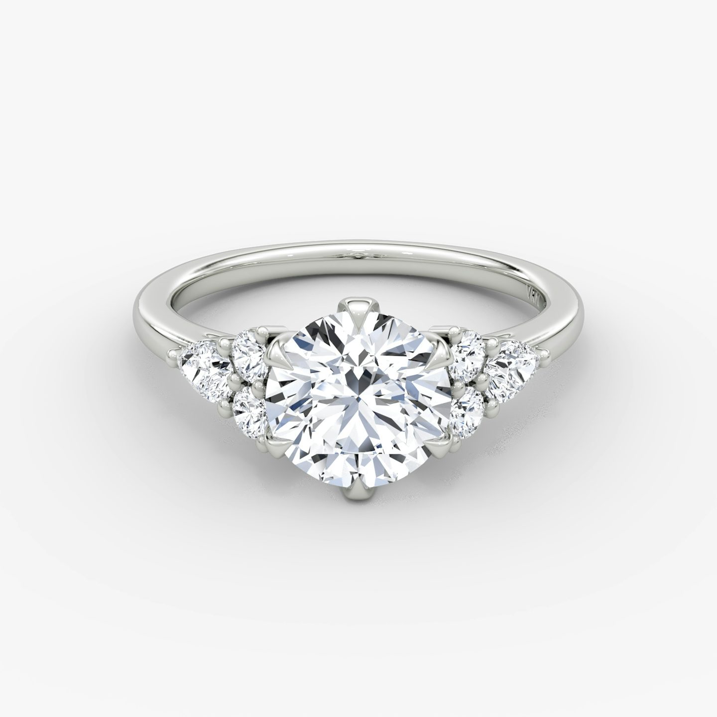 The Pear Cluster Heirloom | Round Brilliant | 18k | White Gold | bandAccent: Plain | caratWeight: 1.0ct | diamondOrientation: vertical