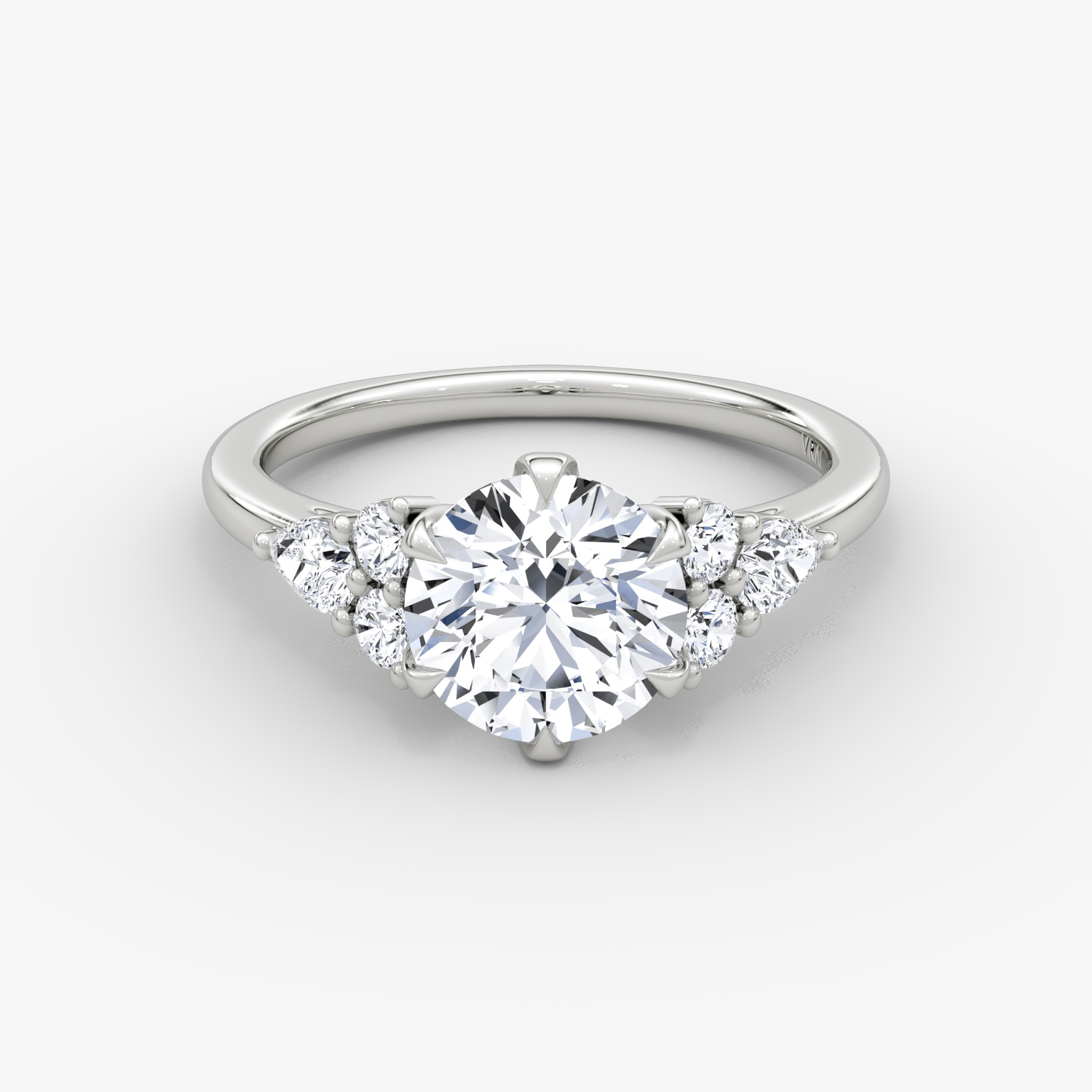 The Pear Cluster Heirloom | Round Brilliant | 18k | White Gold | bandAccent: Plain | caratWeight: 1.5ct | diamondOrientation: vertical