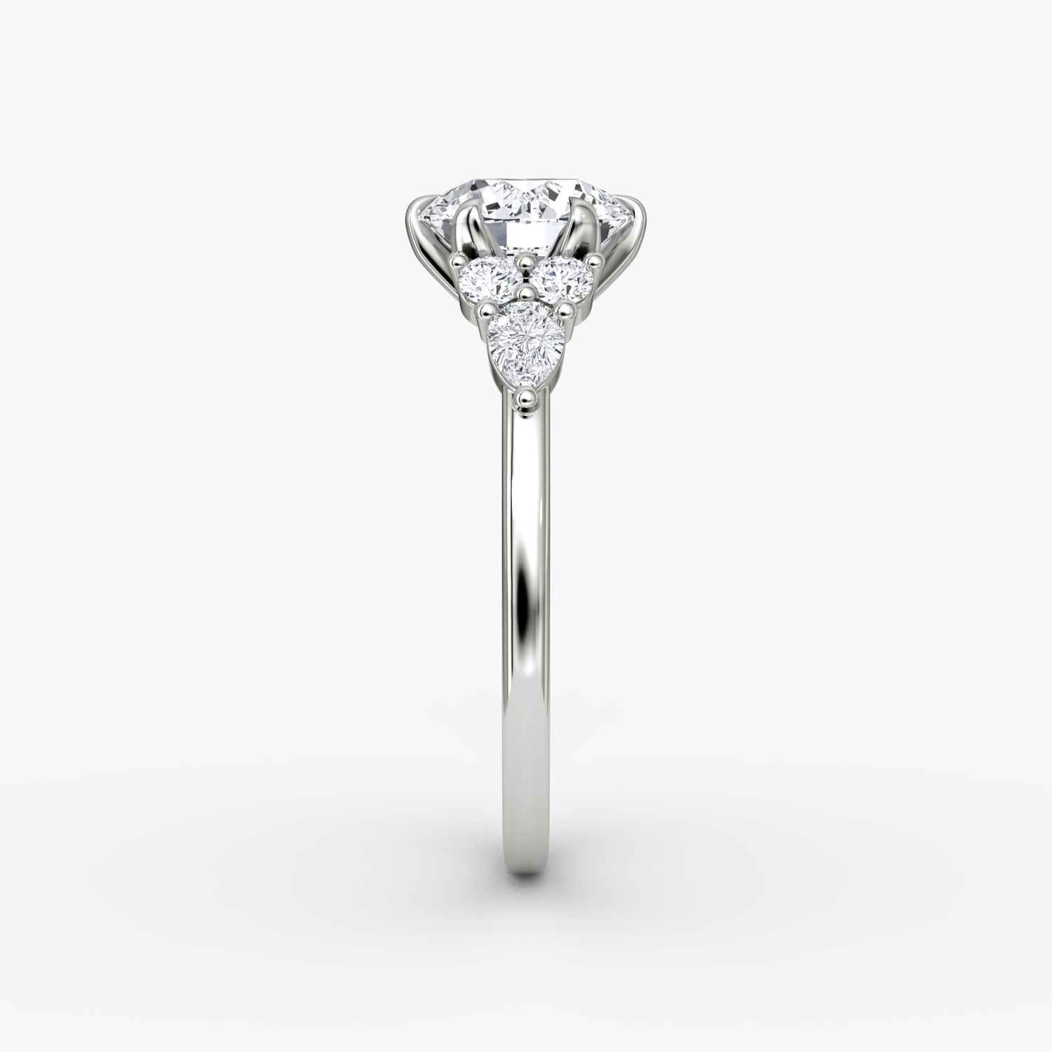 The Pear Cluster Heirloom | Round Brilliant | 18k | White Gold | bandAccent: Plain | caratWeight: 1.5ct | diamondOrientation: vertical