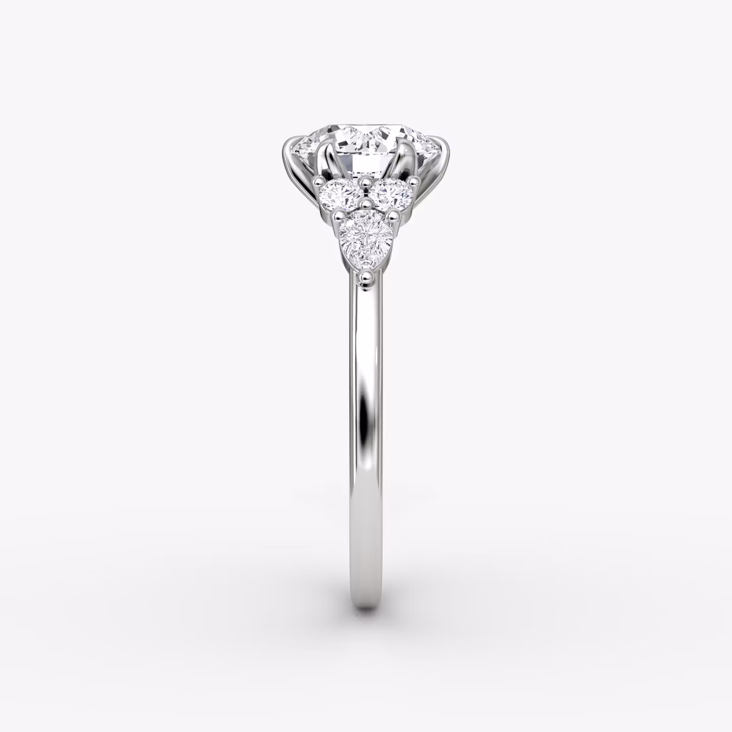 The Pear Cluster Heirloom | Round Brilliant | 18k | White Gold | bandAccent: Plain | caratWeight: 1.5ct | diamondOrientation: vertical