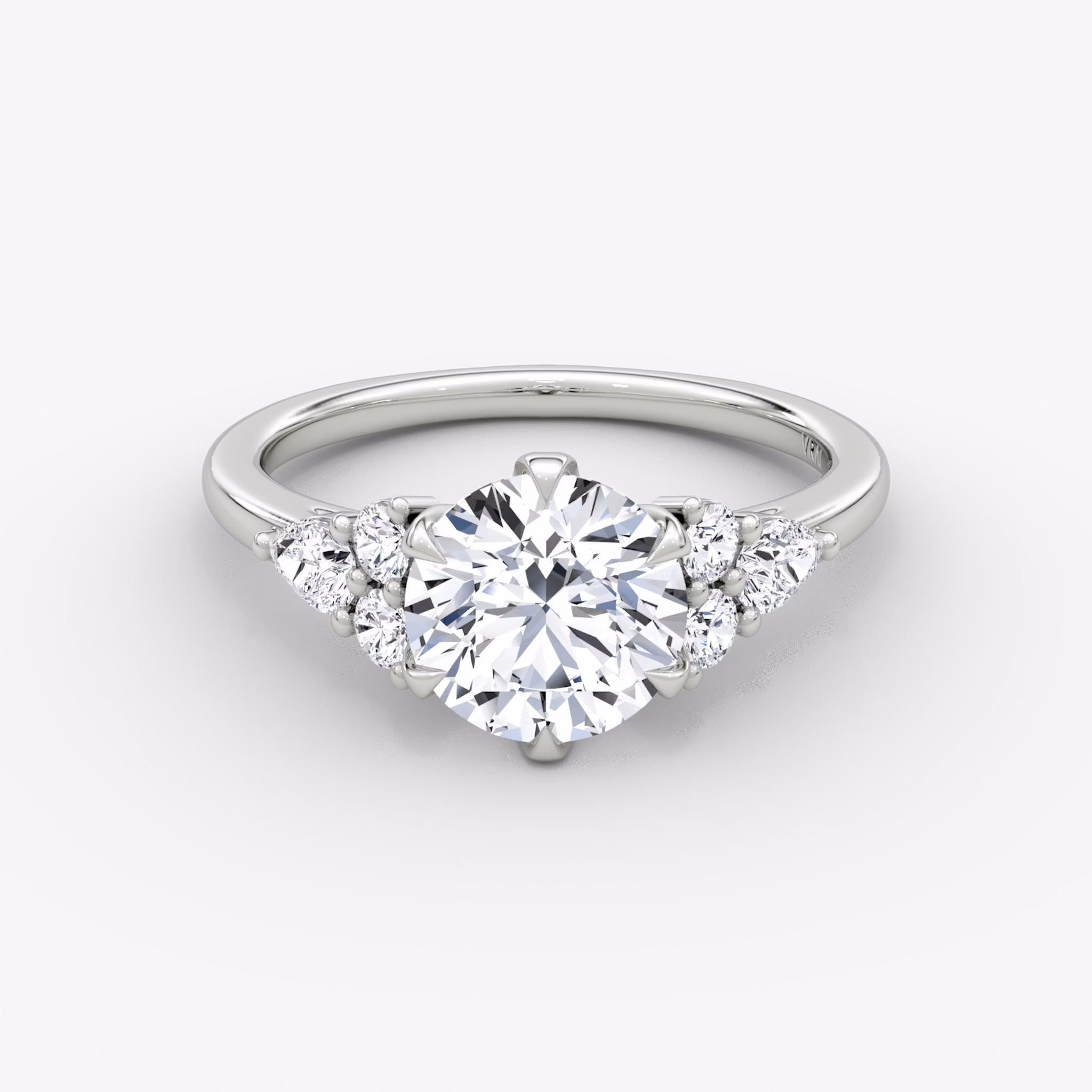 The Pear Cluster Heirloom | Round Brilliant | Platinum | bandAccent: Plain | caratWeight: 1.5ct | diamondOrientation: vertical