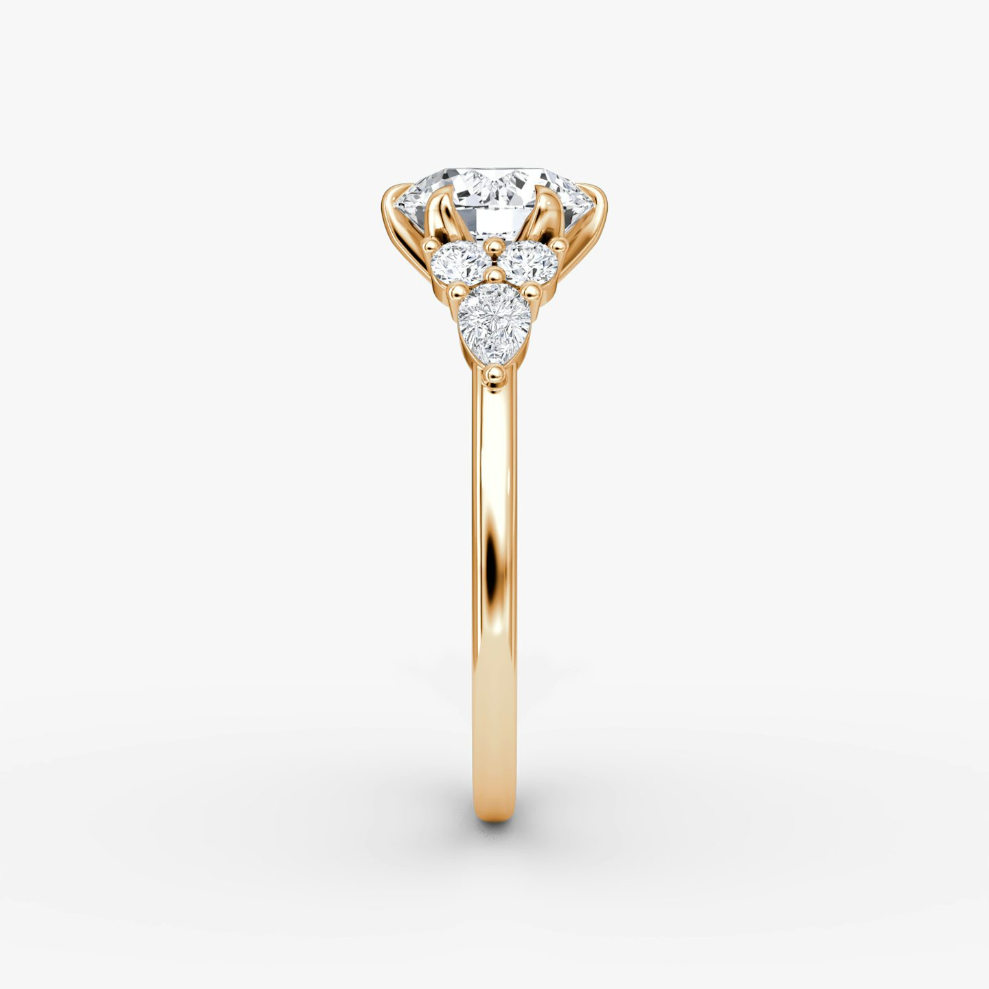 The Pear Cluster Heirloom | Round Brilliant | 14k | Rose Gold | bandAccent: Plain | caratWeight: 1.5ct | diamondOrientation: vertical