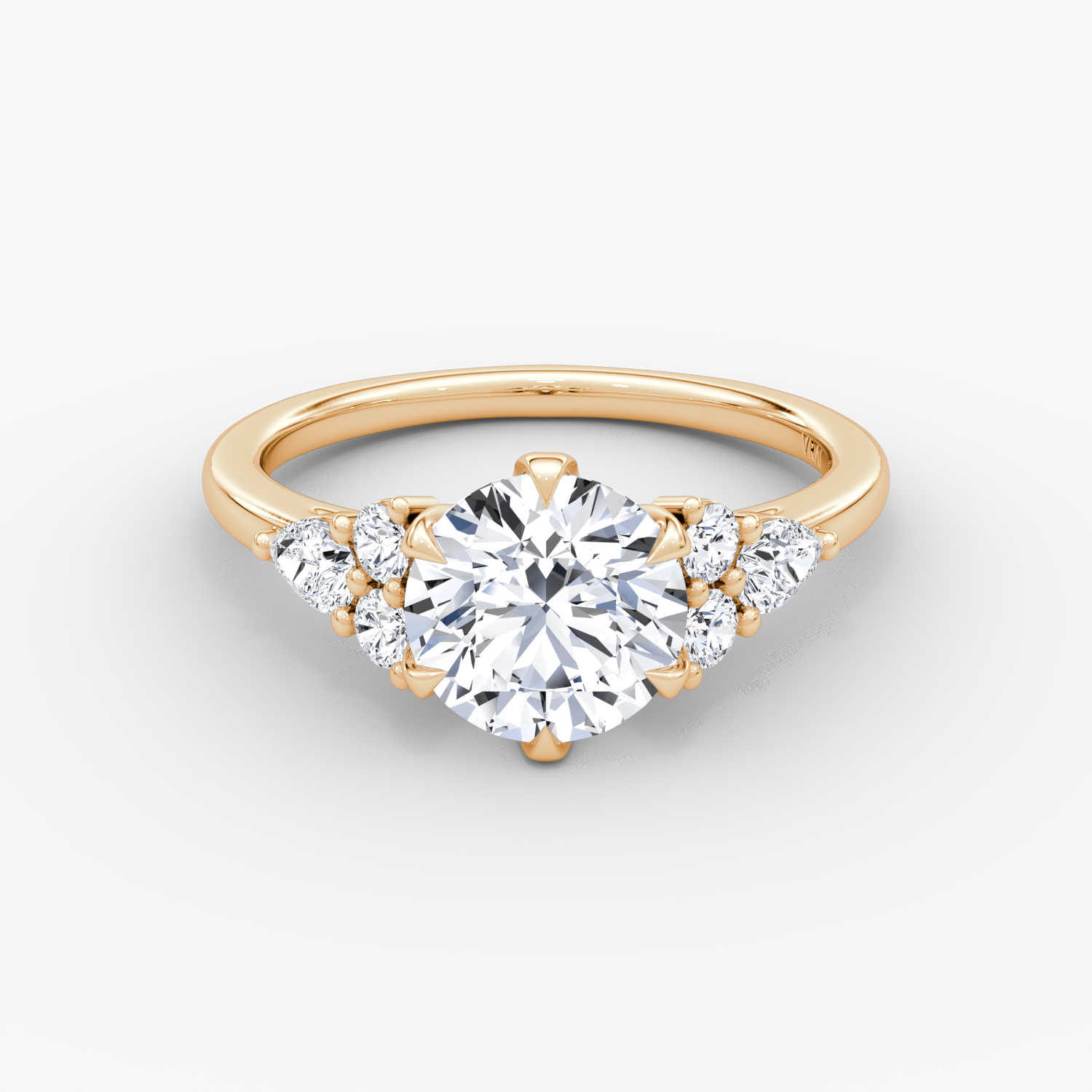 The Pear Cluster Heirloom | Round Brilliant | 14k | Rose Gold | bandAccent: Plain | caratWeight: 1.5ct | diamondOrientation: vertical