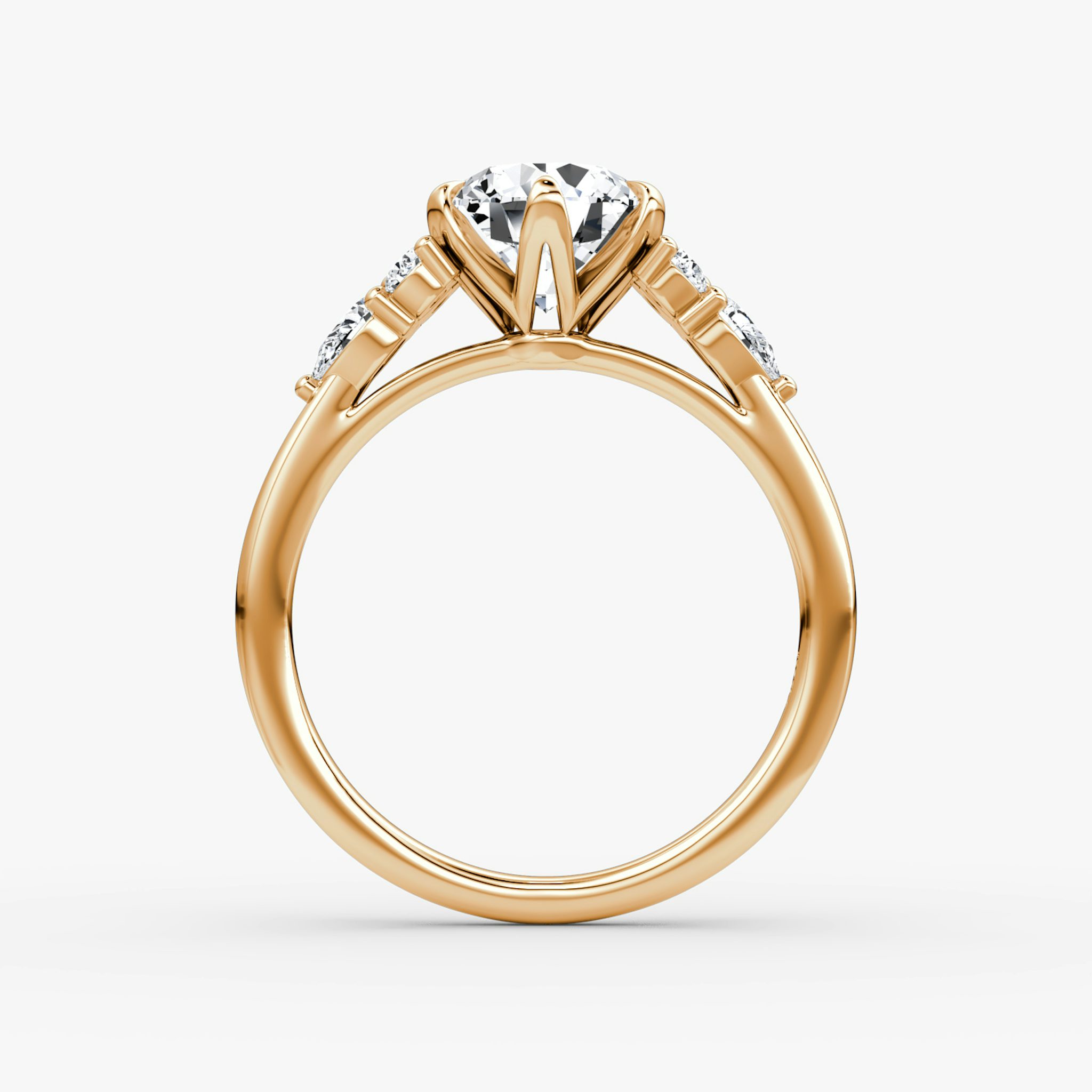 The Pear Cluster Heirloom | Round Brilliant | 14k | Rose Gold | bandAccent: Plain | caratWeight: 1.5ct | diamondOrientation: vertical