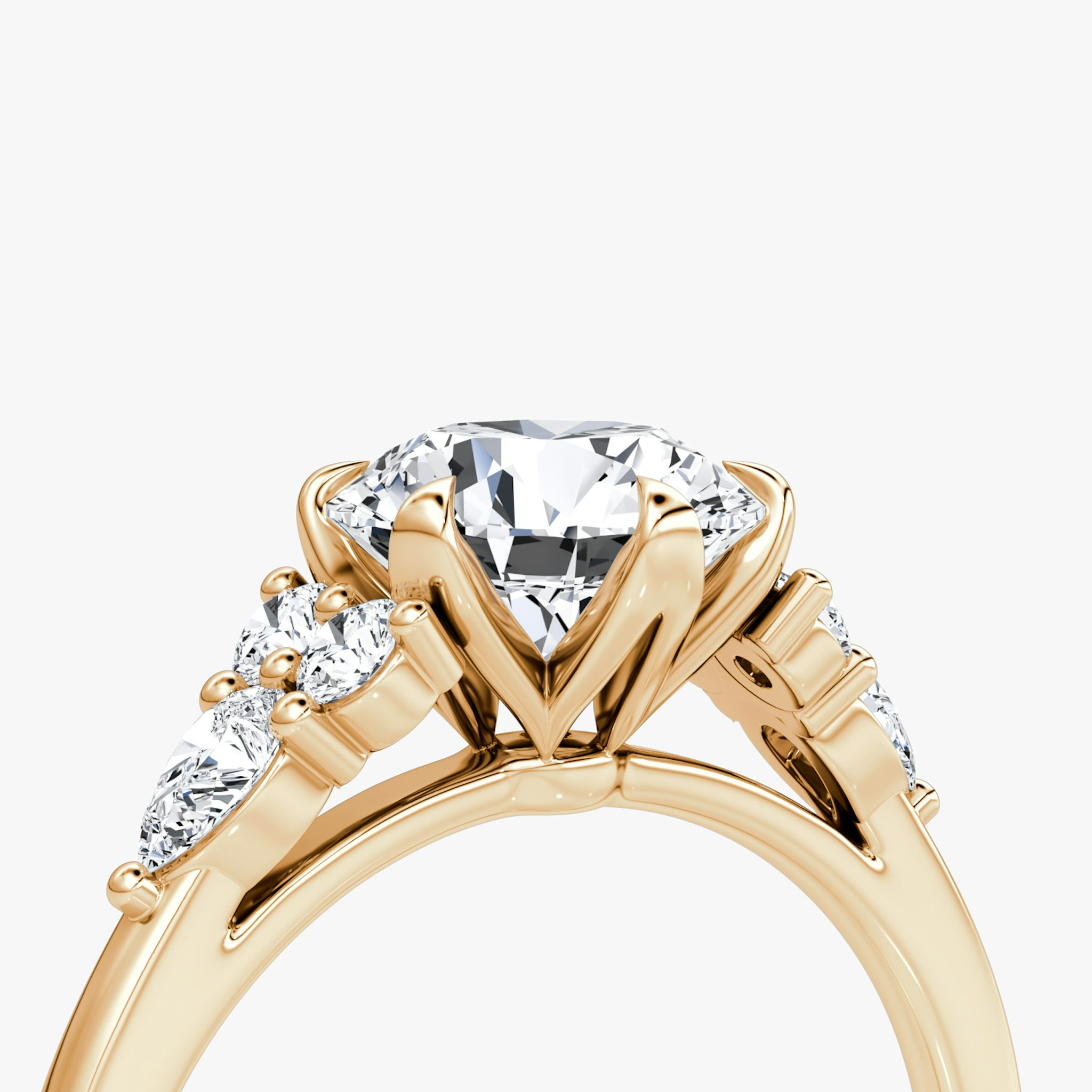The Pear Cluster Heirloom | Radiant | 14k | Rose Gold | bandAccent: Plain | diamondOrientation: vertical | caratWeight: other