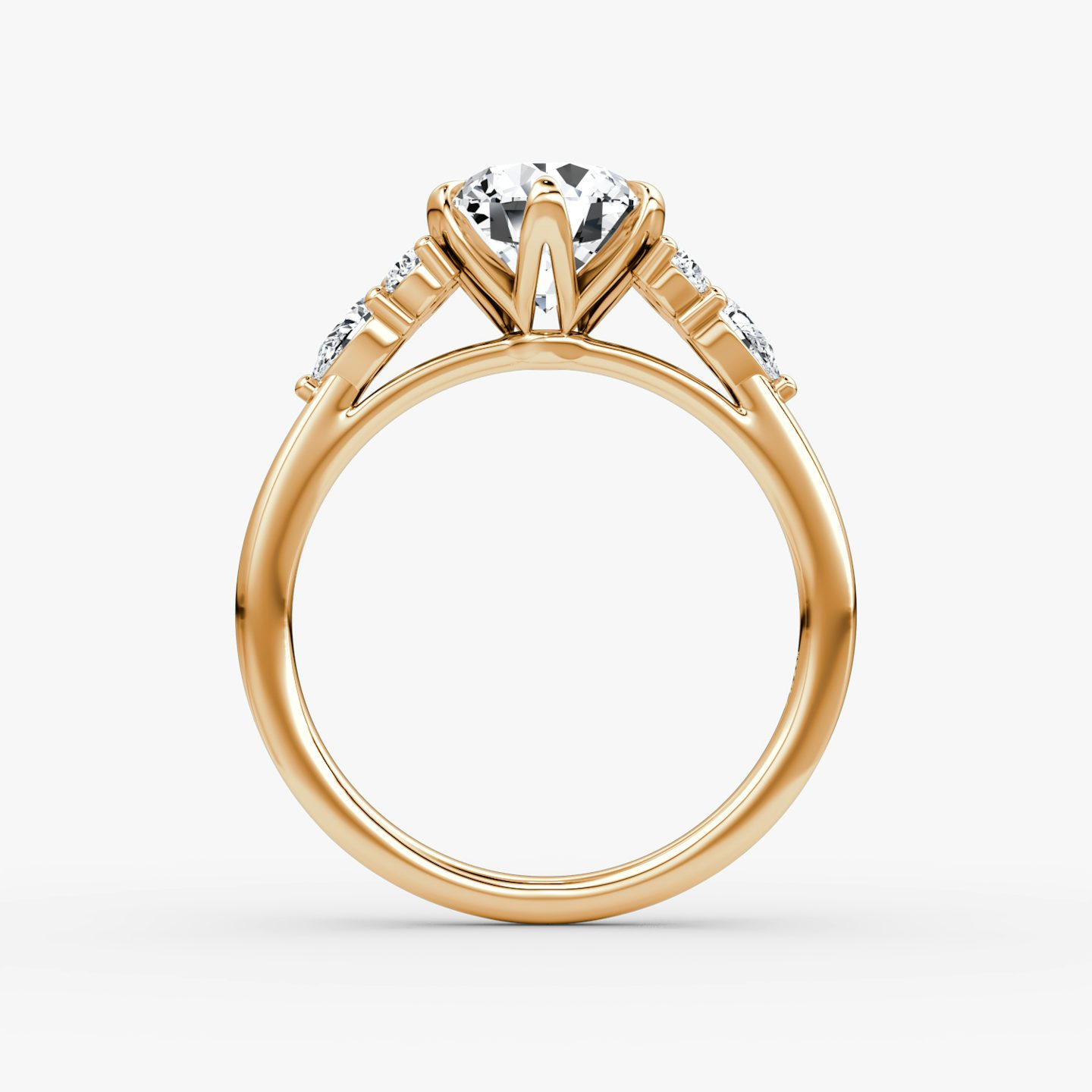 The Pear Cluster Heirloom | Round Brilliant | 14k | Rose Gold | bandAccent: Plain | caratWeight: 1.0ct | diamondOrientation: vertical