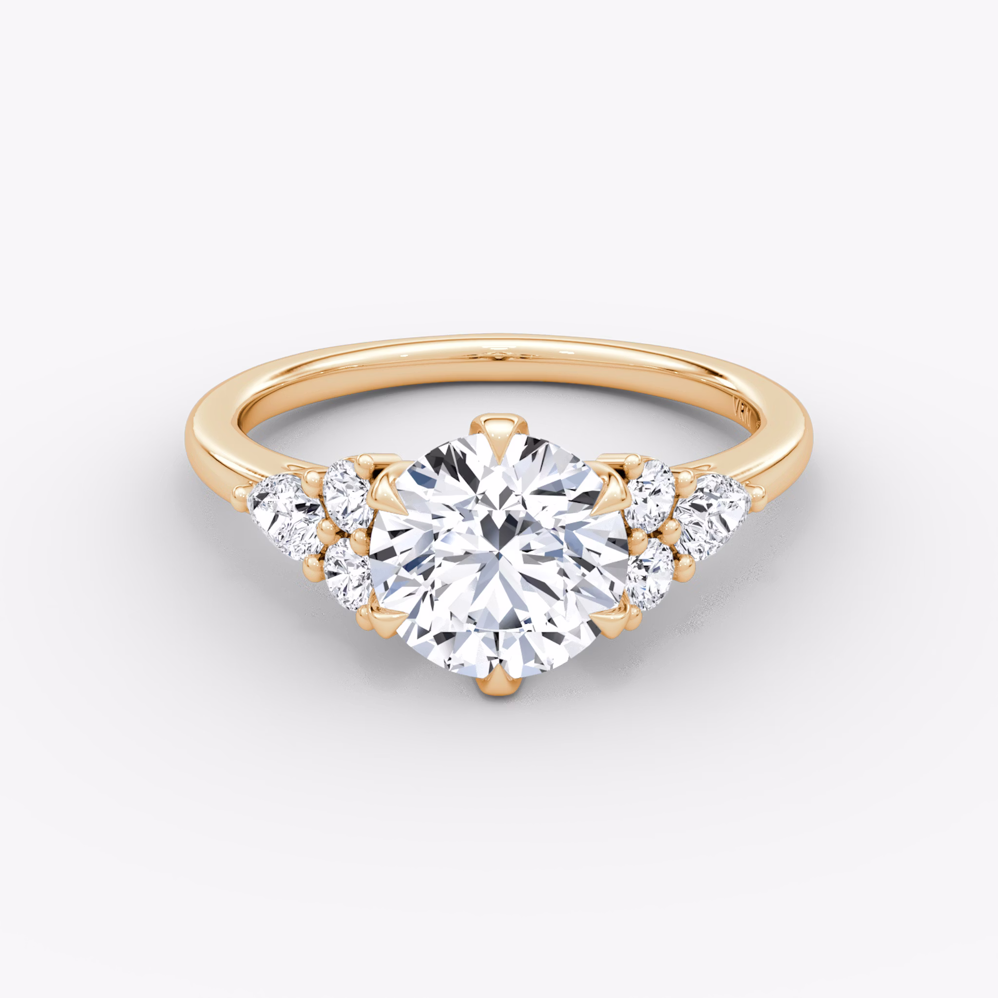 The Pear Cluster Heirloom | Round Brilliant | 14k | Rose Gold | bandAccent: Plain | caratWeight: 1.0ct | diamondOrientation: vertical