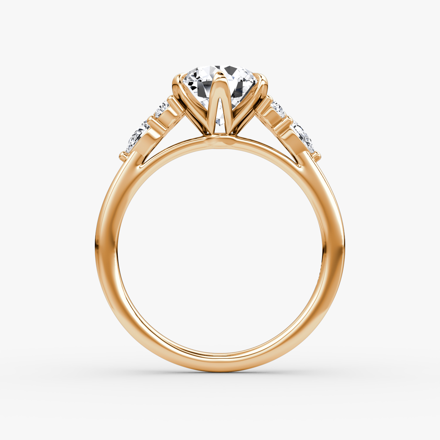 The Pear Cluster Heirloom | Round Brilliant | 14k | Rose Gold | bandAccent: Plain | caratWeight: 2.0ct | diamondOrientation: vertical