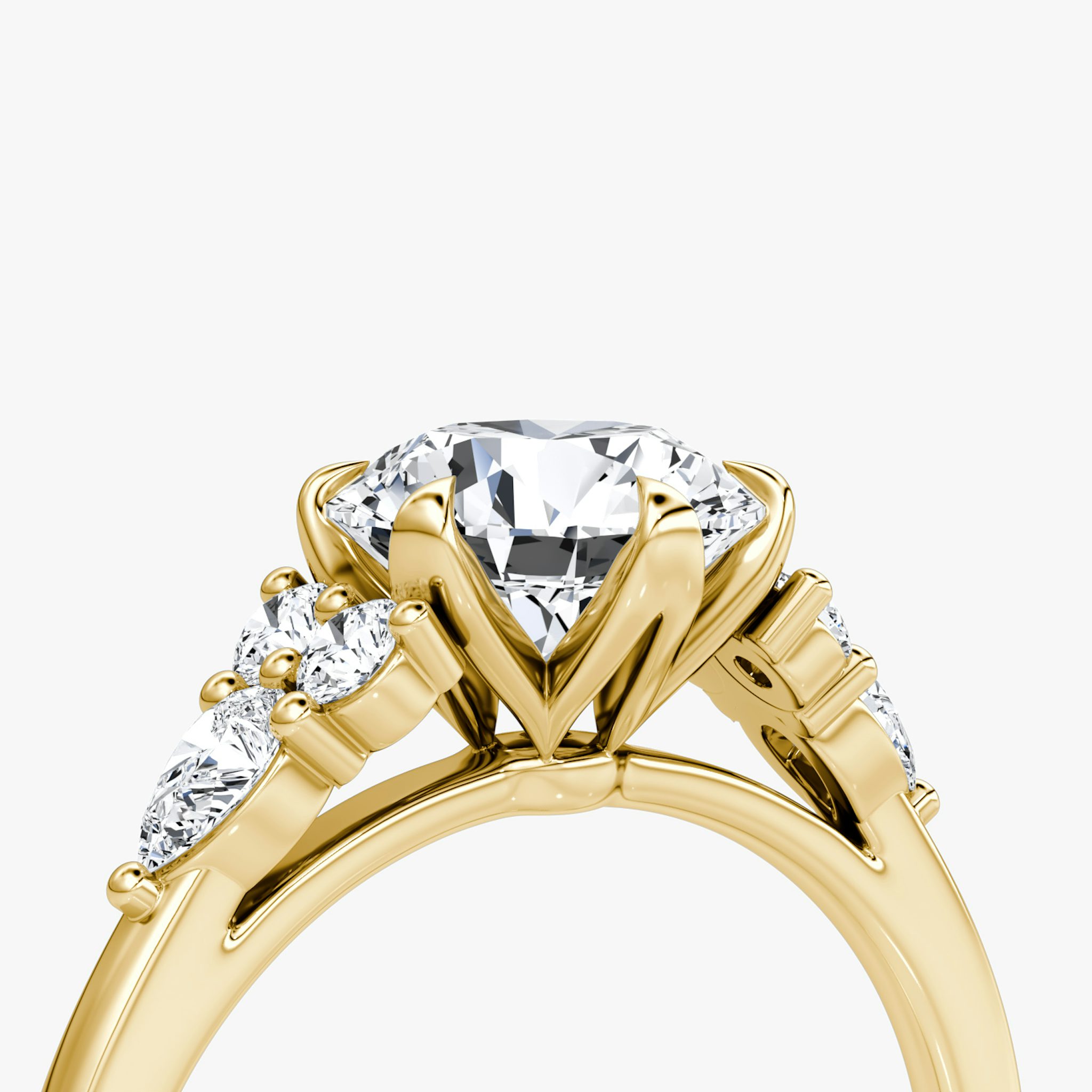 The Pear Cluster Heirloom | Round Brilliant | 18k | Yellow Gold | bandAccent: Plain | caratWeight: other | diamondOrientation: vertical