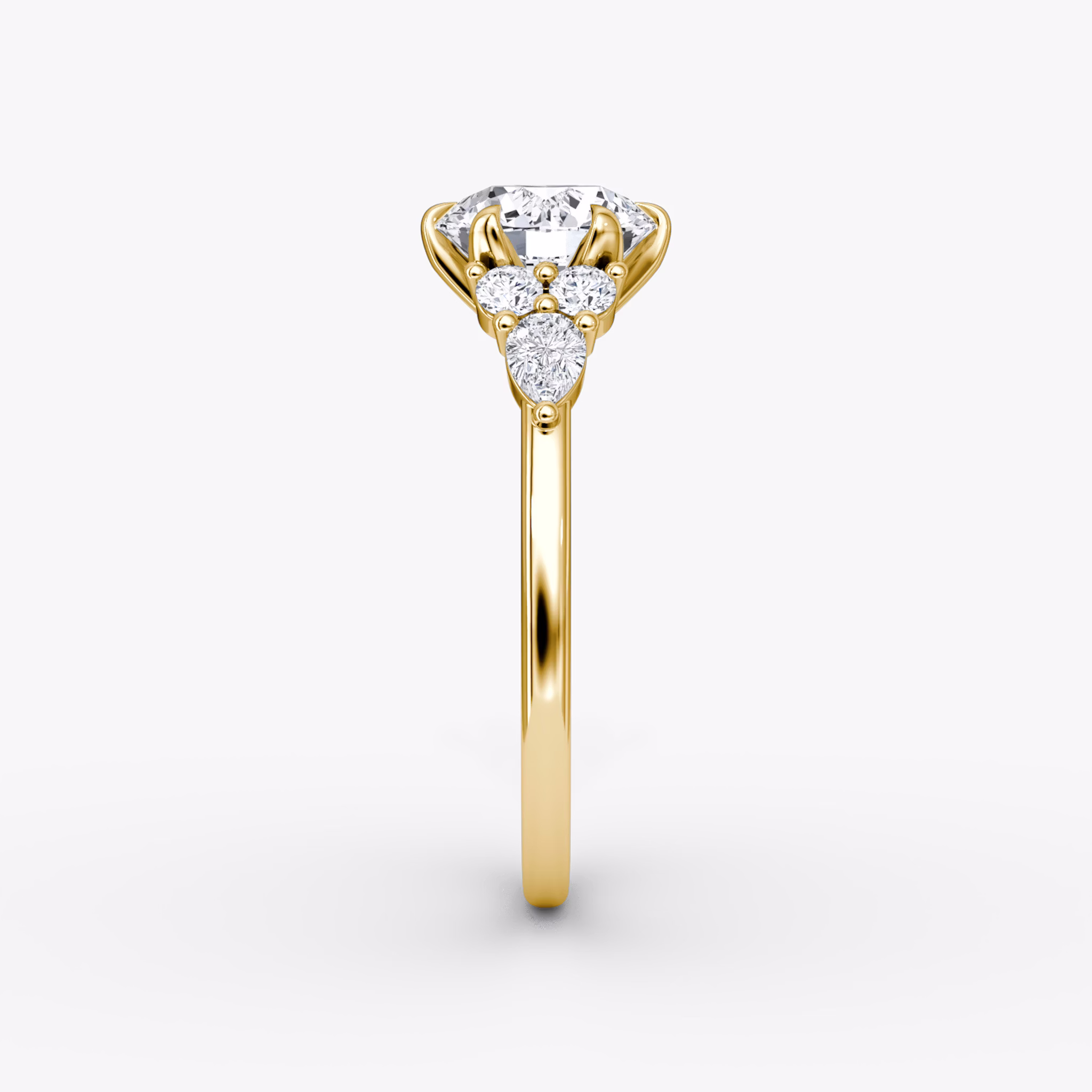 The Pear Cluster Heirloom | Round Brilliant | 18k | Yellow Gold | bandAccent: Plain | caratWeight: other | diamondOrientation: vertical