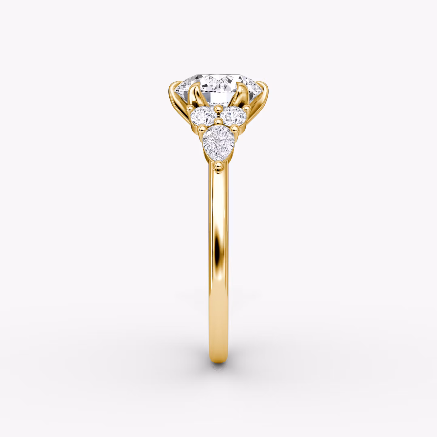 The Pear Cluster Heirloom | Round Brilliant | 18k | Yellow Gold | bandAccent: Plain | caratWeight: other | diamondOrientation: vertical