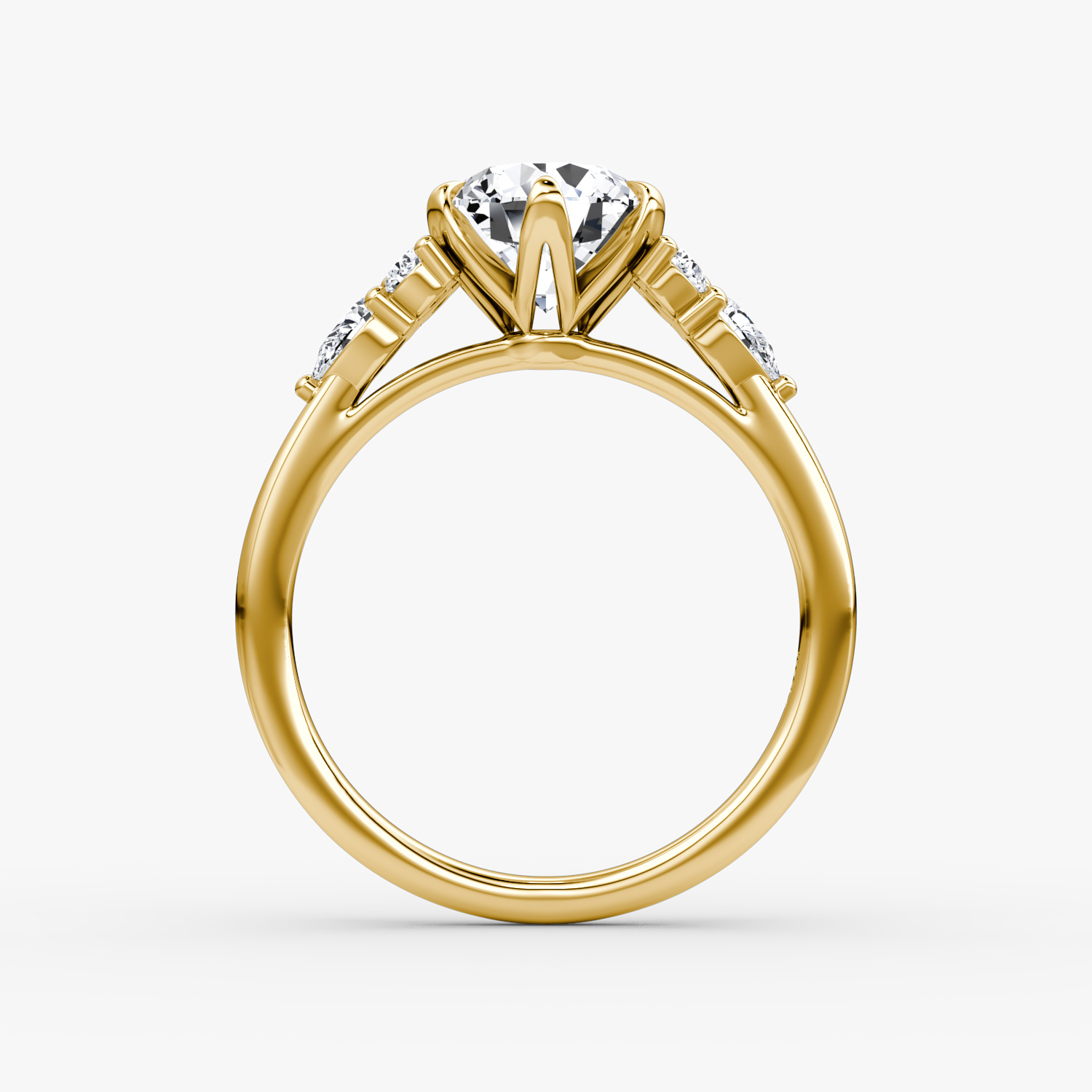 The Pear Cluster Heirloom | Round Brilliant | 18k | Yellow Gold | bandAccent: Plain | caratWeight: other | diamondOrientation: vertical