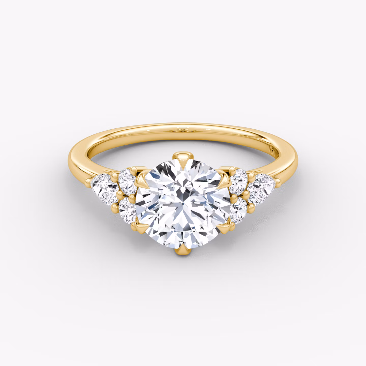 The Pear Cluster Heirloom | Round Brilliant | 18k | Yellow Gold | bandAccent: Plain | caratWeight: other | diamondOrientation: vertical
