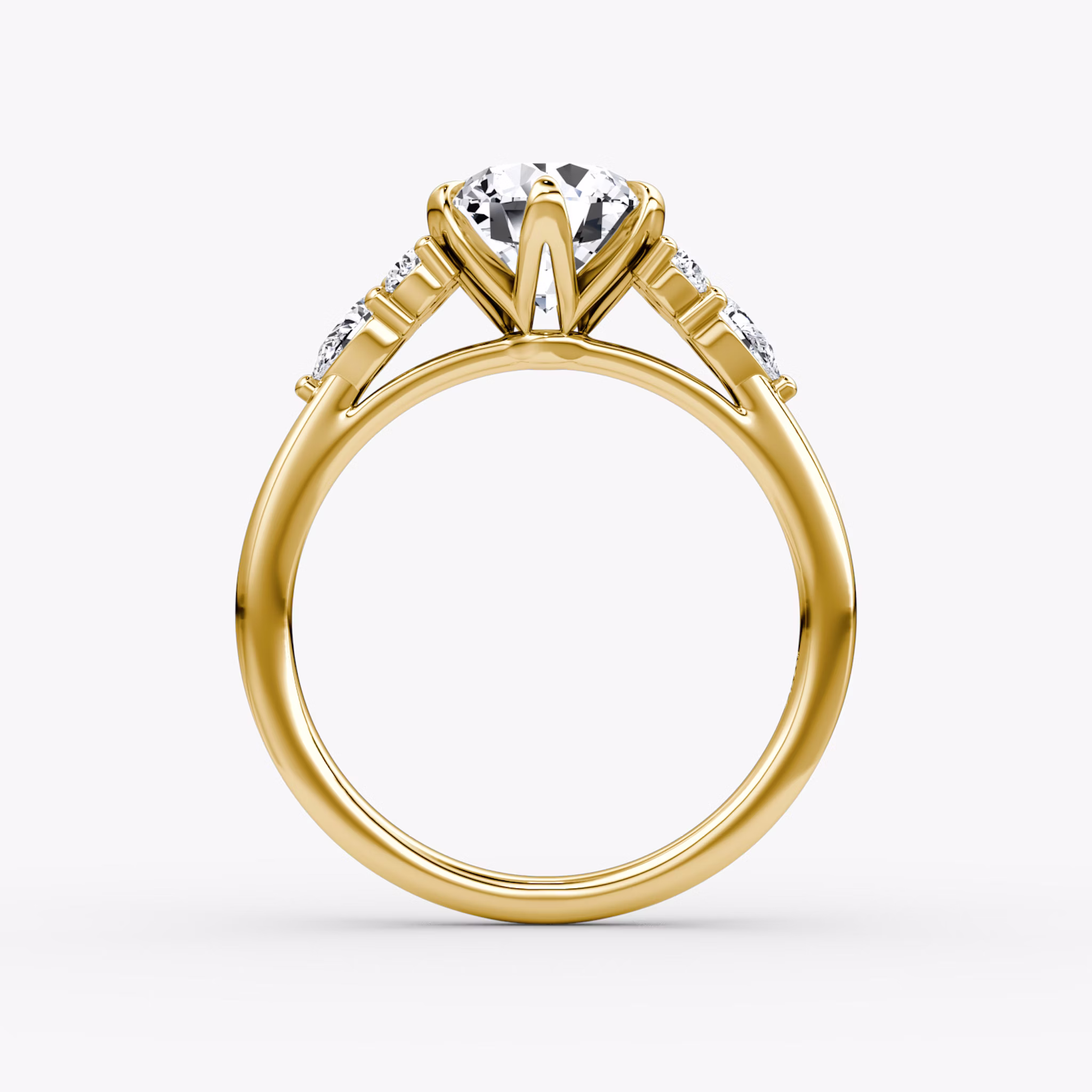 The Pear Cluster Heirloom | Round Brilliant | 18k | Yellow Gold | bandAccent: Plain | caratWeight: 2.0ct | diamondOrientation: vertical