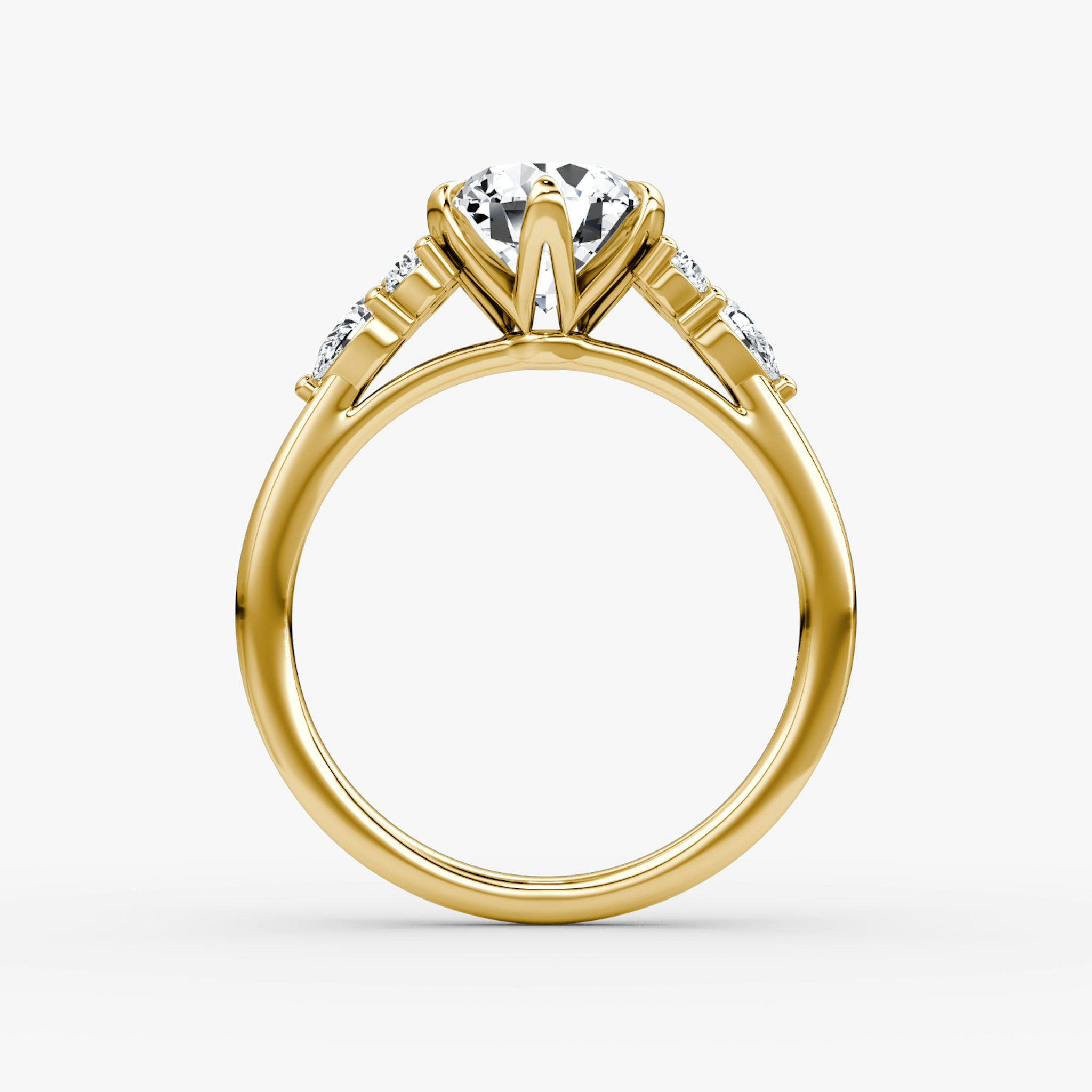 The Pear Cluster Heirloom | Round Brilliant | 18k | Yellow Gold | bandAccent: Plain | caratWeight: 2.0ct | diamondOrientation: vertical