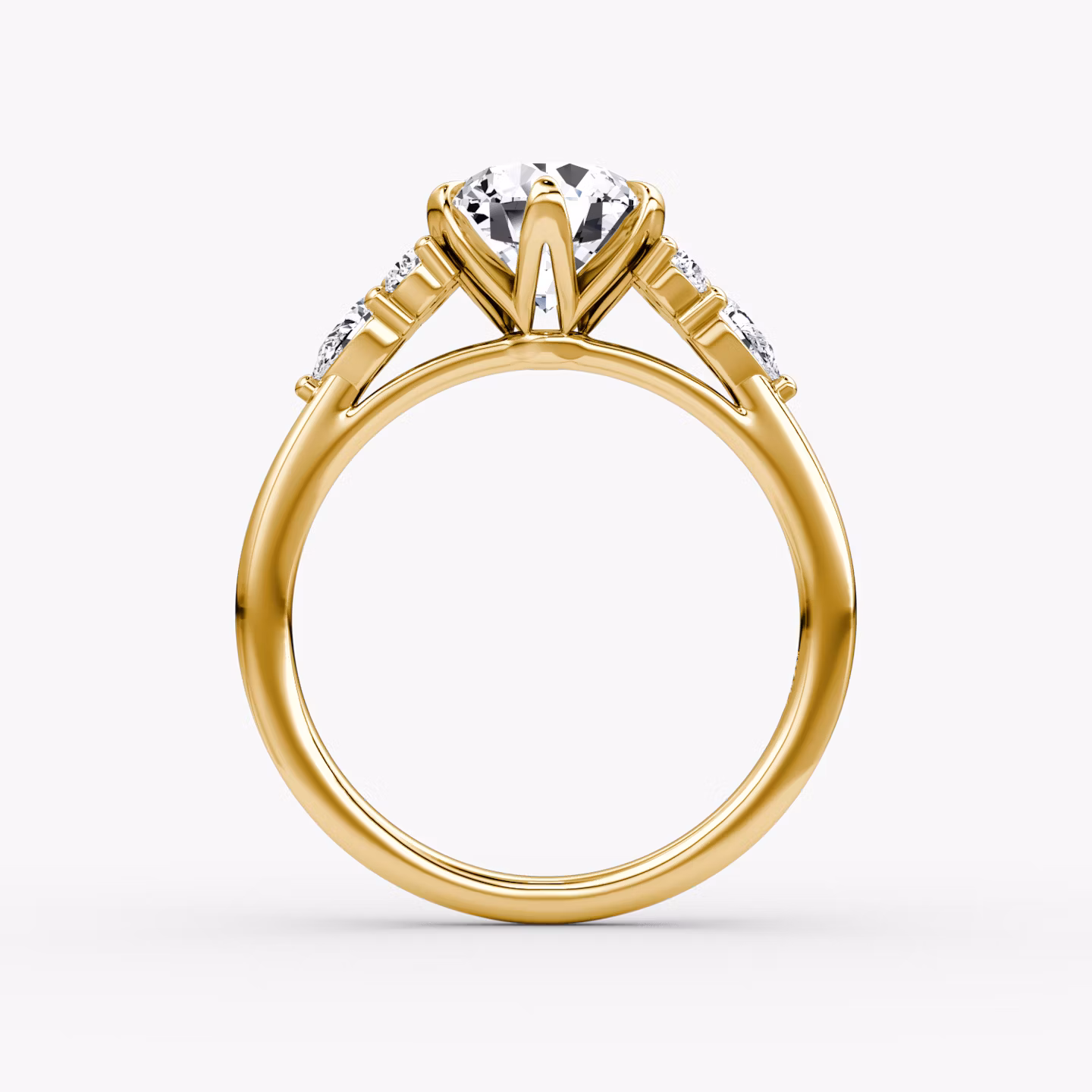 The Pear Cluster Heirloom | Round Brilliant | 18k | Yellow Gold | bandAccent: Plain | caratWeight: 1.0ct | diamondOrientation: vertical
