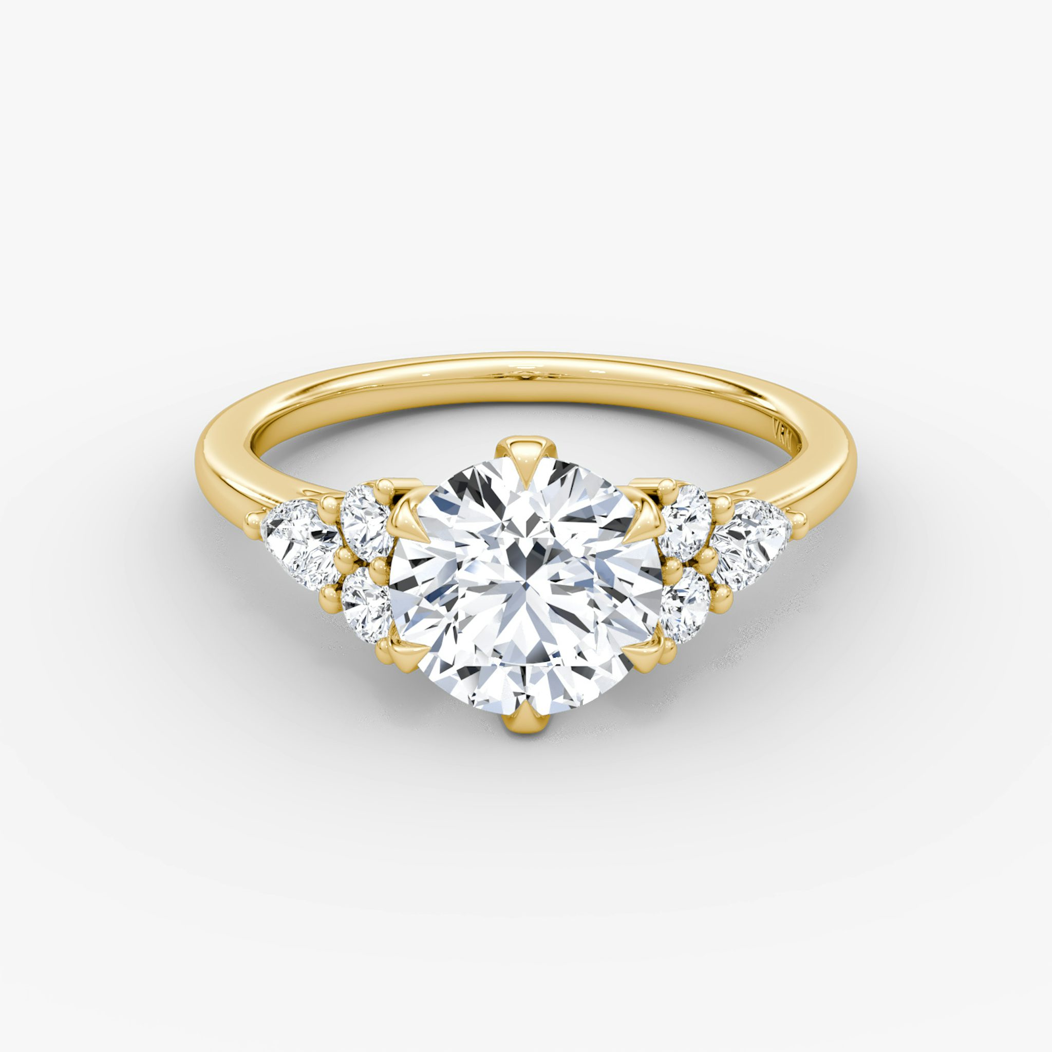 The Pear Cluster Heirloom | Round Brilliant | 18k | Yellow Gold | bandAccent: Plain | caratWeight: 1.0ct | diamondOrientation: vertical