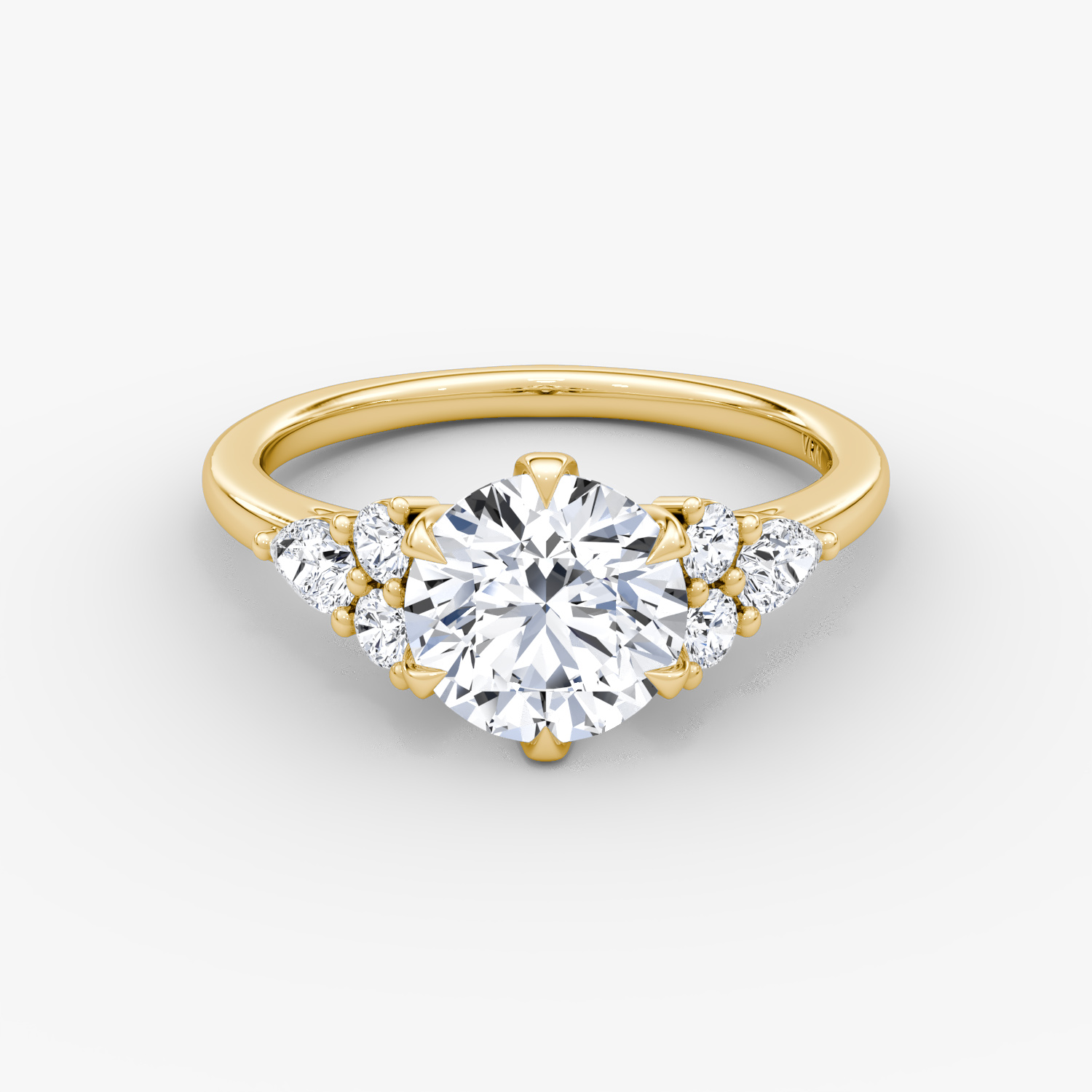 The Pear Cluster Heirloom | Round Brilliant | 18k | Yellow Gold | bandAccent: Plain | caratWeight: 1.5ct | diamondOrientation: vertical