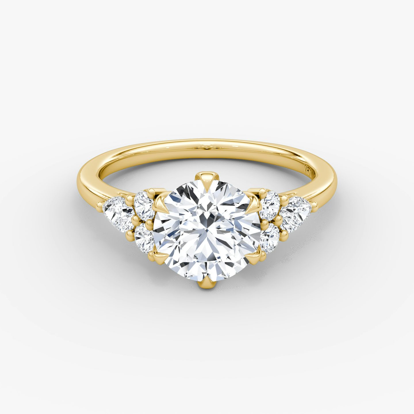 The Pear Cluster Heirloom | Round Brilliant | 18k | Yellow Gold | bandAccent: Plain | caratWeight: 1.5ct | diamondOrientation: vertical