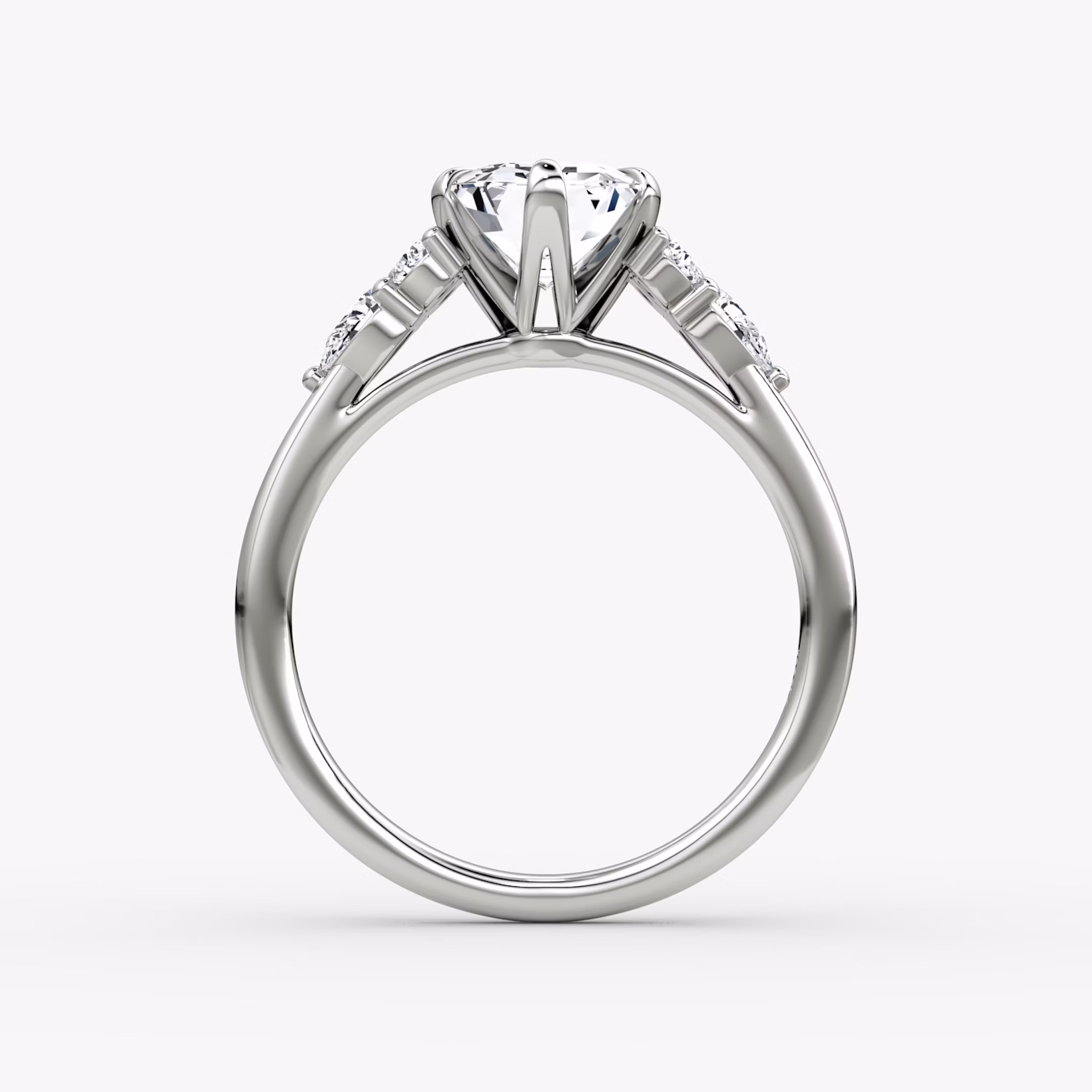 The Pear Cluster Heirloom | Emerald | 18k | White Gold | bandAccent: Plain | diamondOrientation: vertical | caratWeight: other