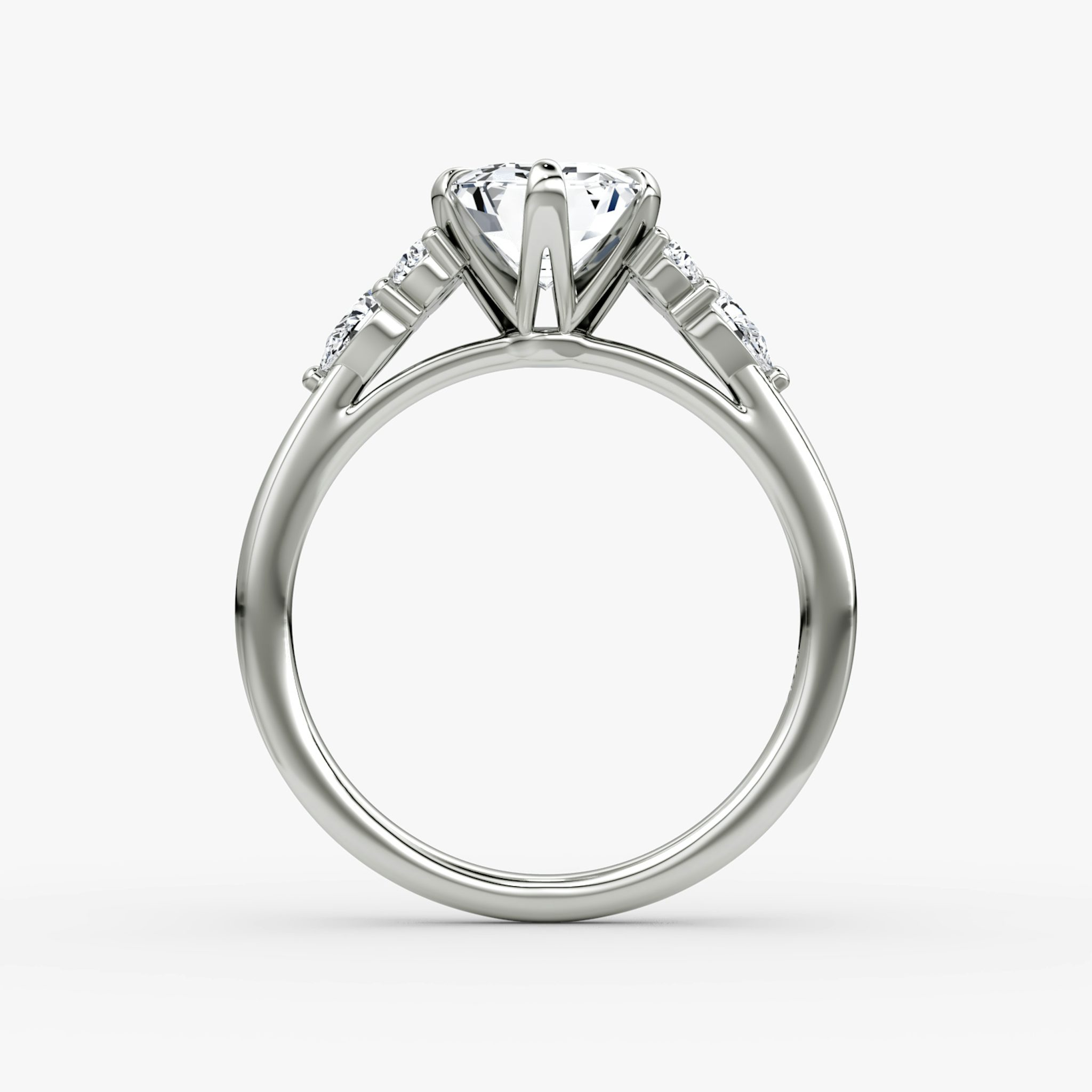 The Pear Cluster Heirloom | Emerald | 18k | White Gold | bandAccent: Plain | diamondOrientation: vertical | caratWeight: other