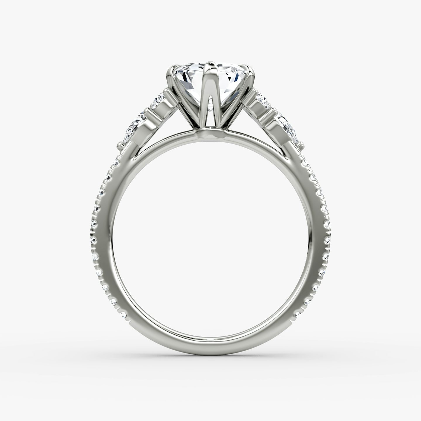 The Pear Cluster Heirloom | Emerald | Platinum | bandAccent: Pavé | diamondOrientation: vertical | caratWeight: other