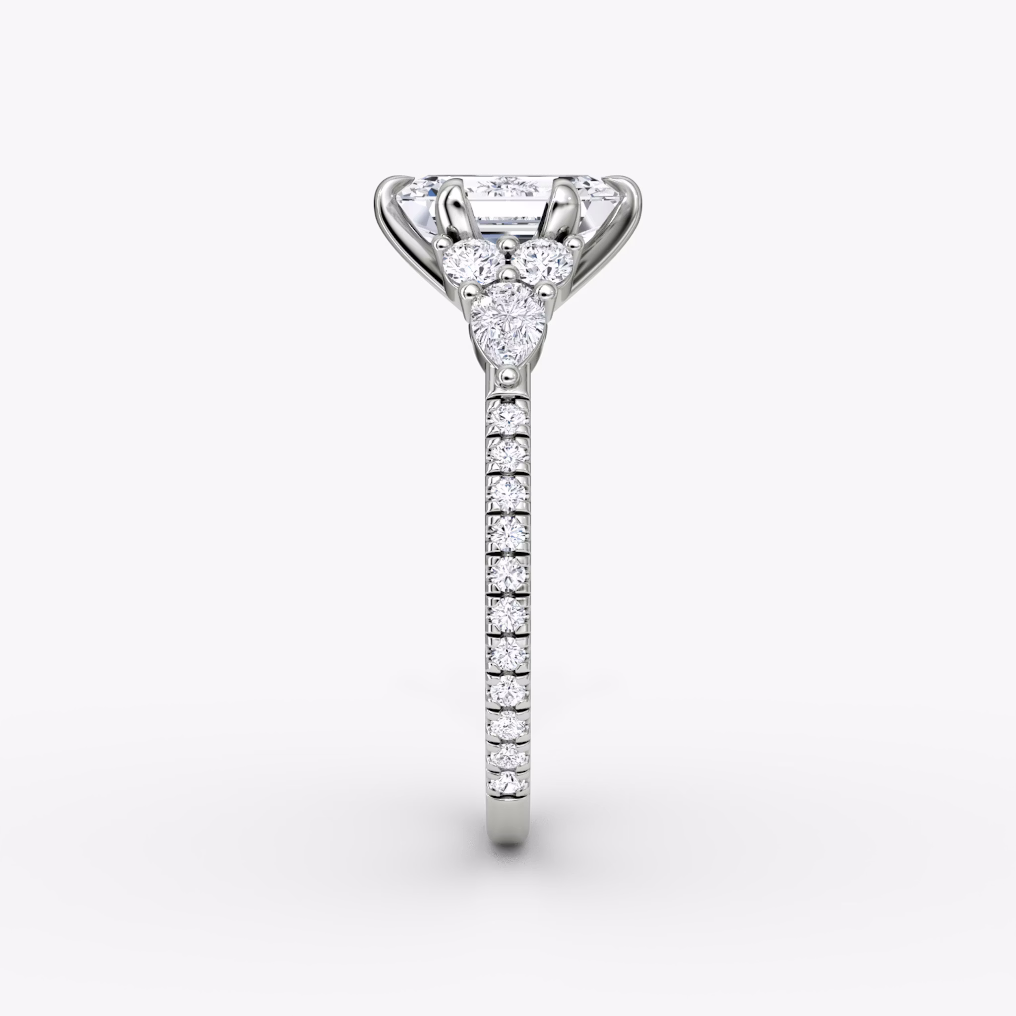The Pear Cluster Heirloom | Emerald | Platinum | bandAccent: Pavé | diamondOrientation: vertical | caratWeight: other
