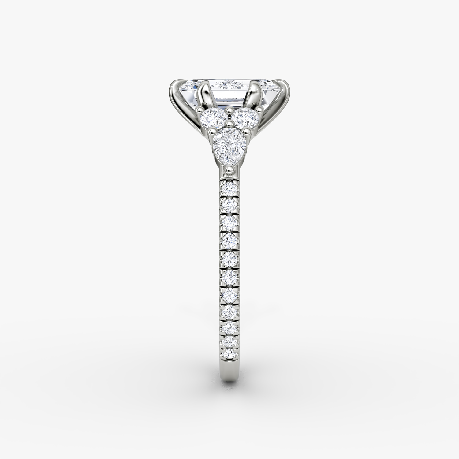 The Pear Cluster Heirloom | Emerald | 18k | White Gold | bandAccent: Pavé | diamondOrientation: vertical | caratWeight: other