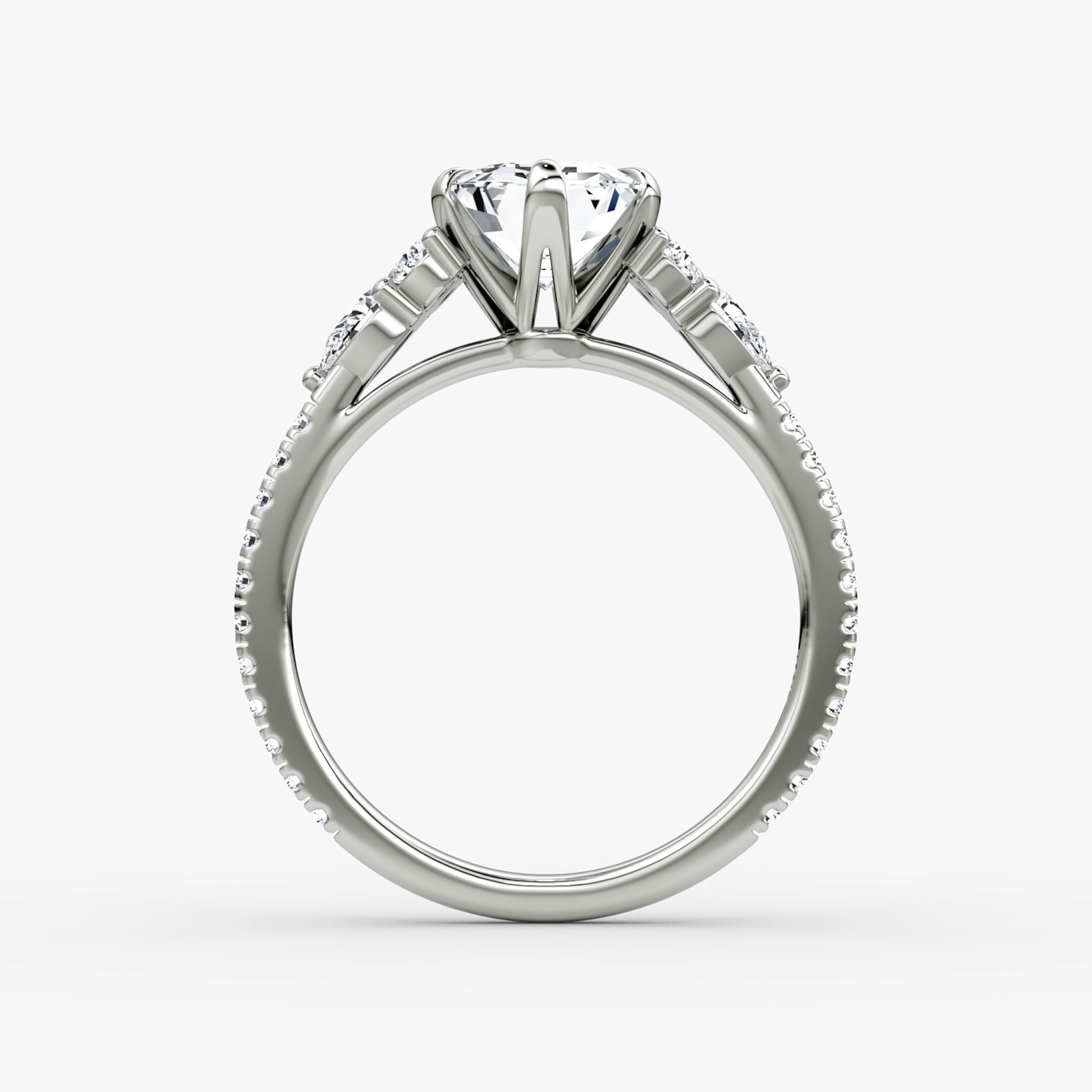 The Pear Cluster Heirloom | Emerald | 18k | White Gold | bandAccent: Pavé | diamondOrientation: vertical | caratWeight: other