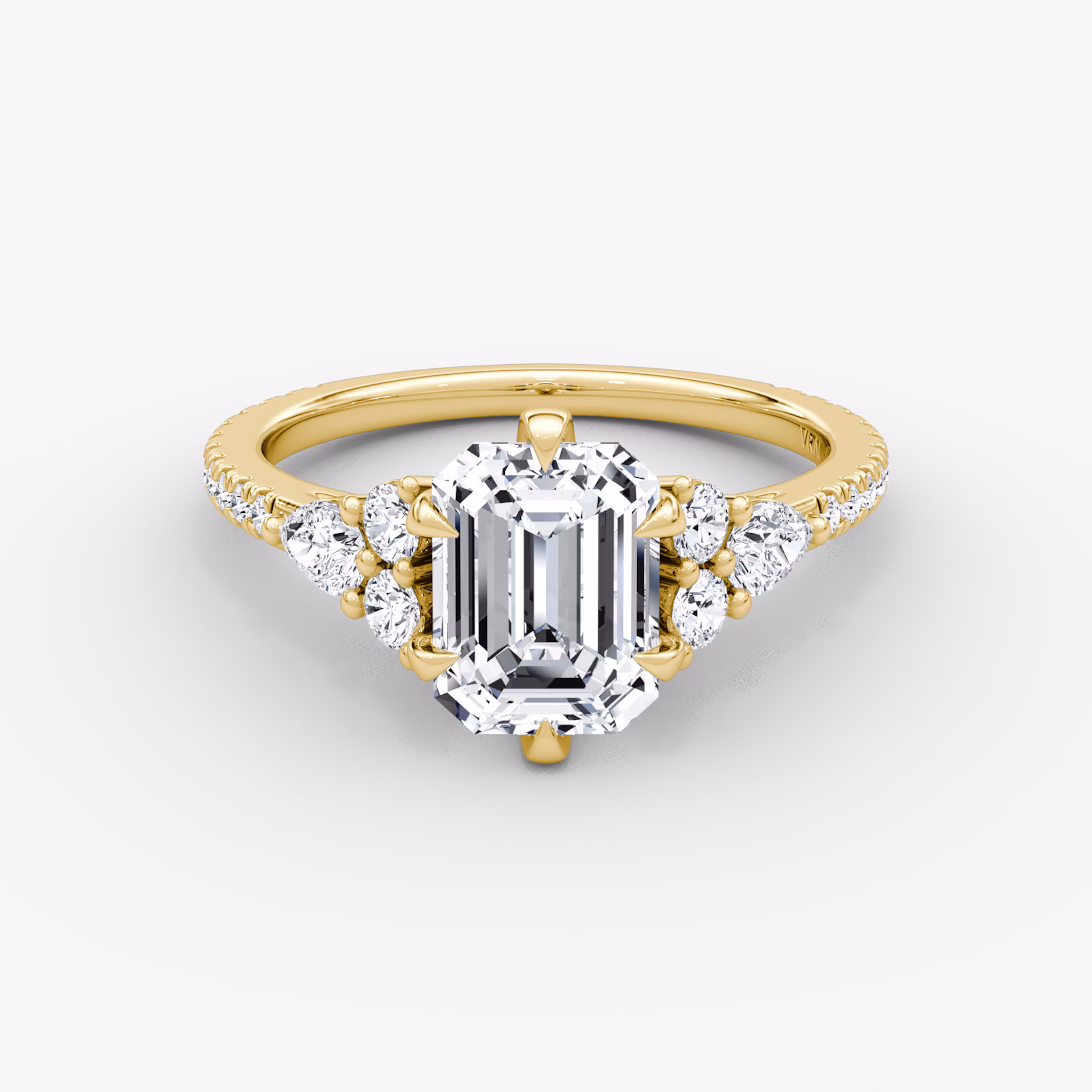 The Pear Cluster Heirloom | Emerald | 18k | Yellow Gold | bandAccent: Pavé | diamondOrientation: vertical | caratWeight: other