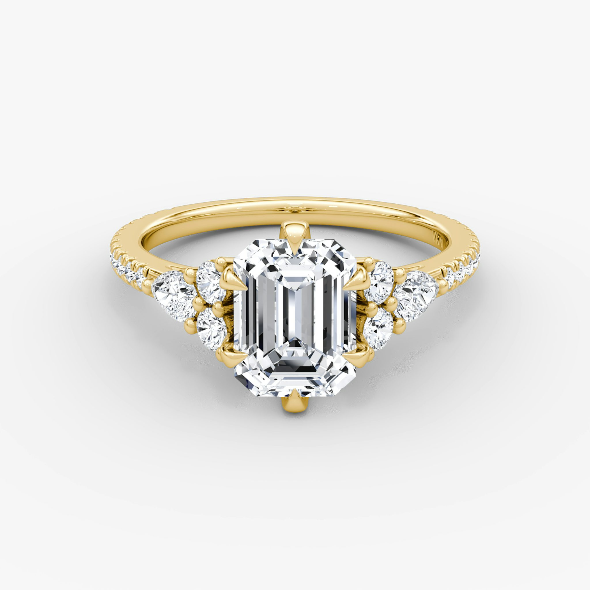 The Pear Cluster Heirloom | Emerald | 18k | Yellow Gold | bandAccent: Pavé | diamondOrientation: vertical | caratWeight: other