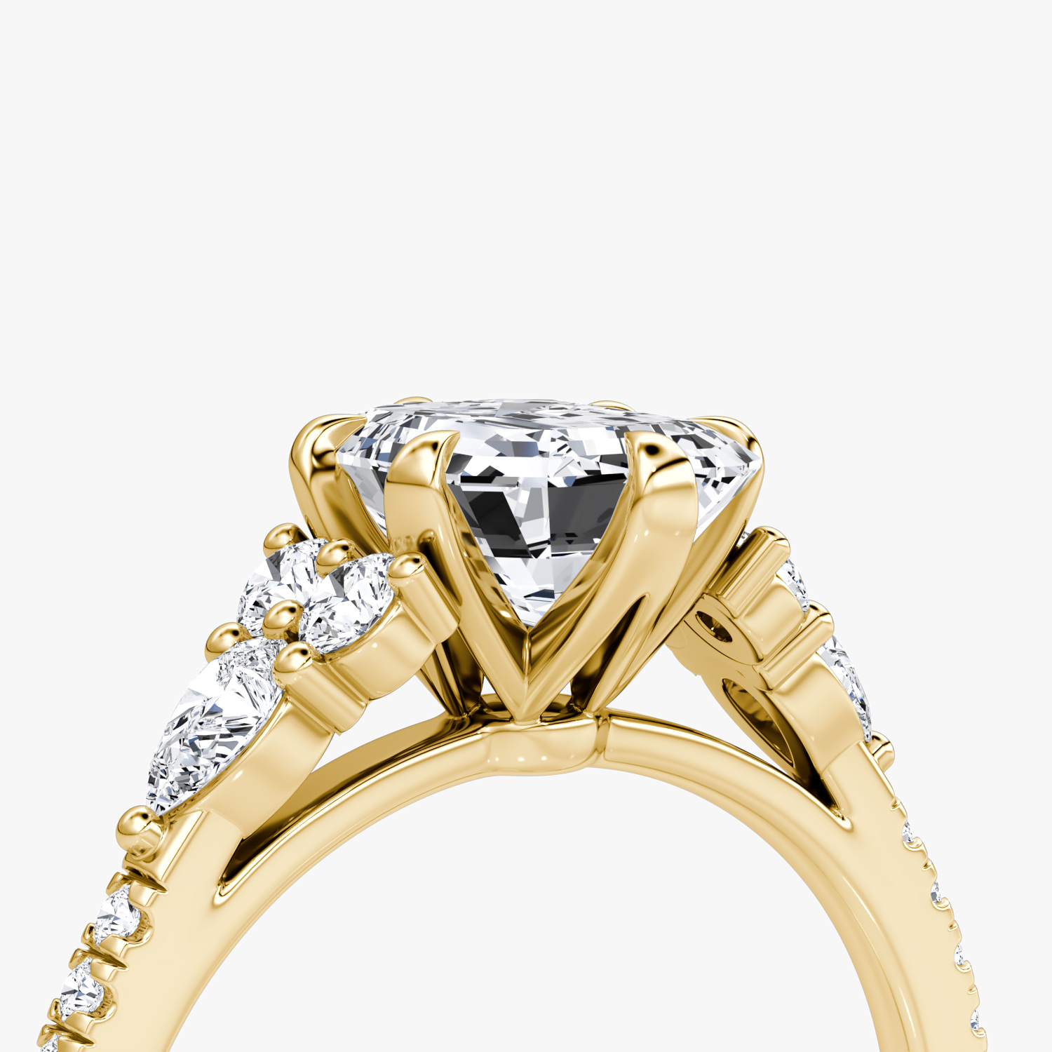 The Pear Cluster Heirloom | Emerald | 18k | Yellow Gold | bandAccent: Pavé | diamondOrientation: vertical | caratWeight: other