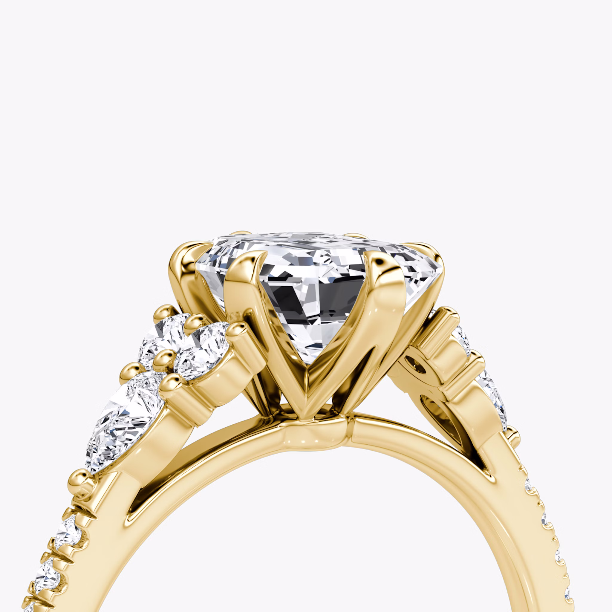 The Pear Cluster Heirloom | Emerald | 18k | Yellow Gold | bandAccent: Pavé | diamondOrientation: vertical | caratWeight: other